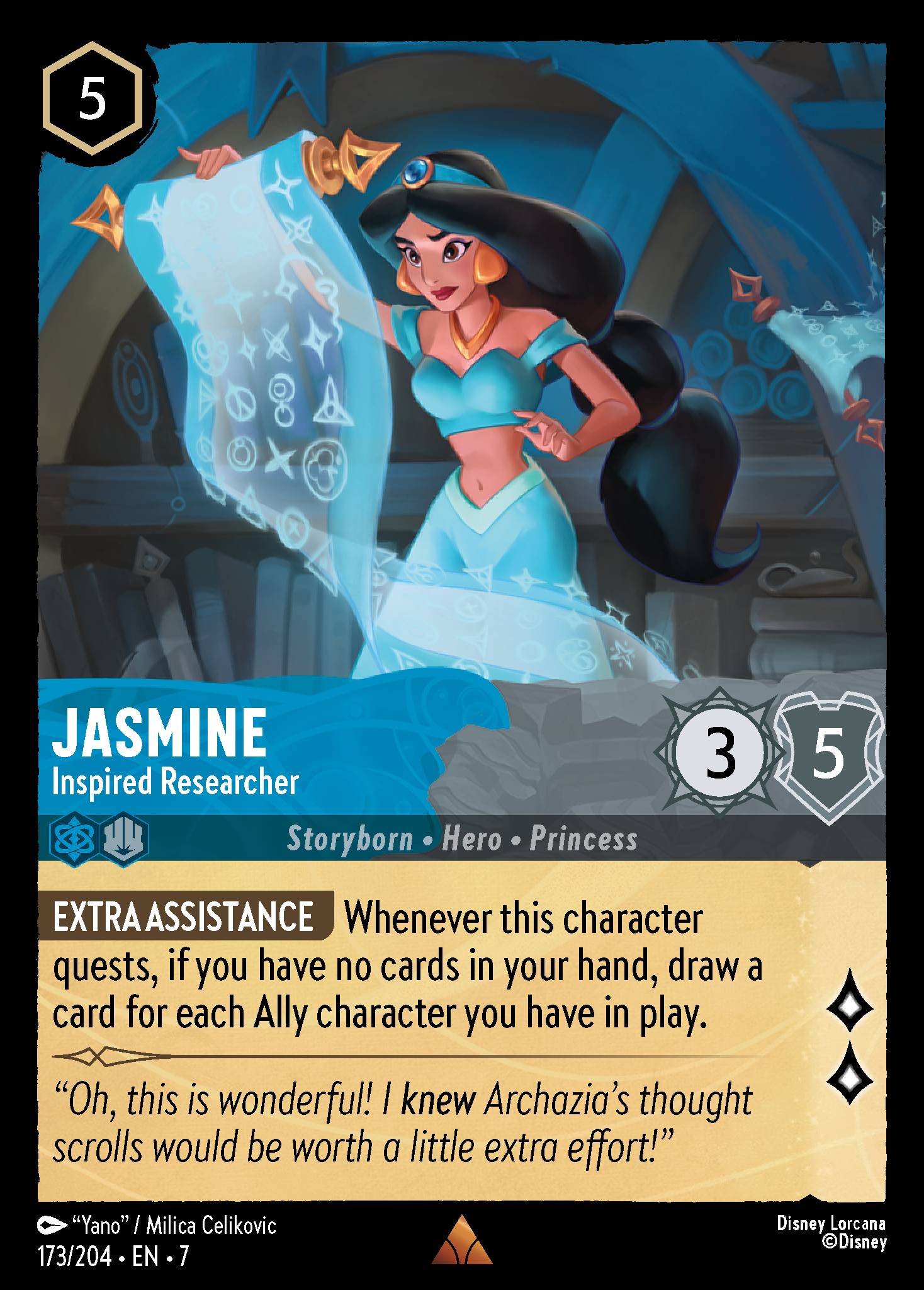 Jasmine — Inspired Researcher Disney Lorcana card