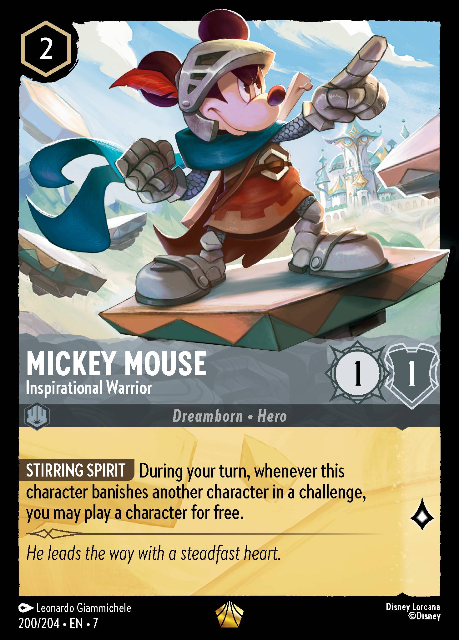 Mickey Mouse — Inspirational Warrior Disney Lorcana card