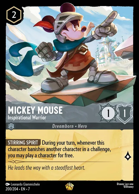 Mickey Mouse — Inspirational Warrior Disney Lorcana card