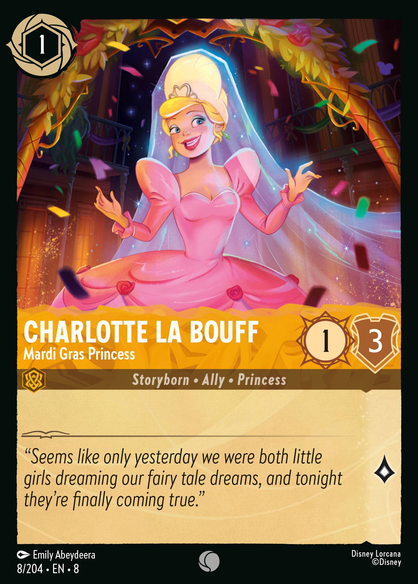 Charlotte La Bouff — Mardi Gras Princess Disney Lorcana card