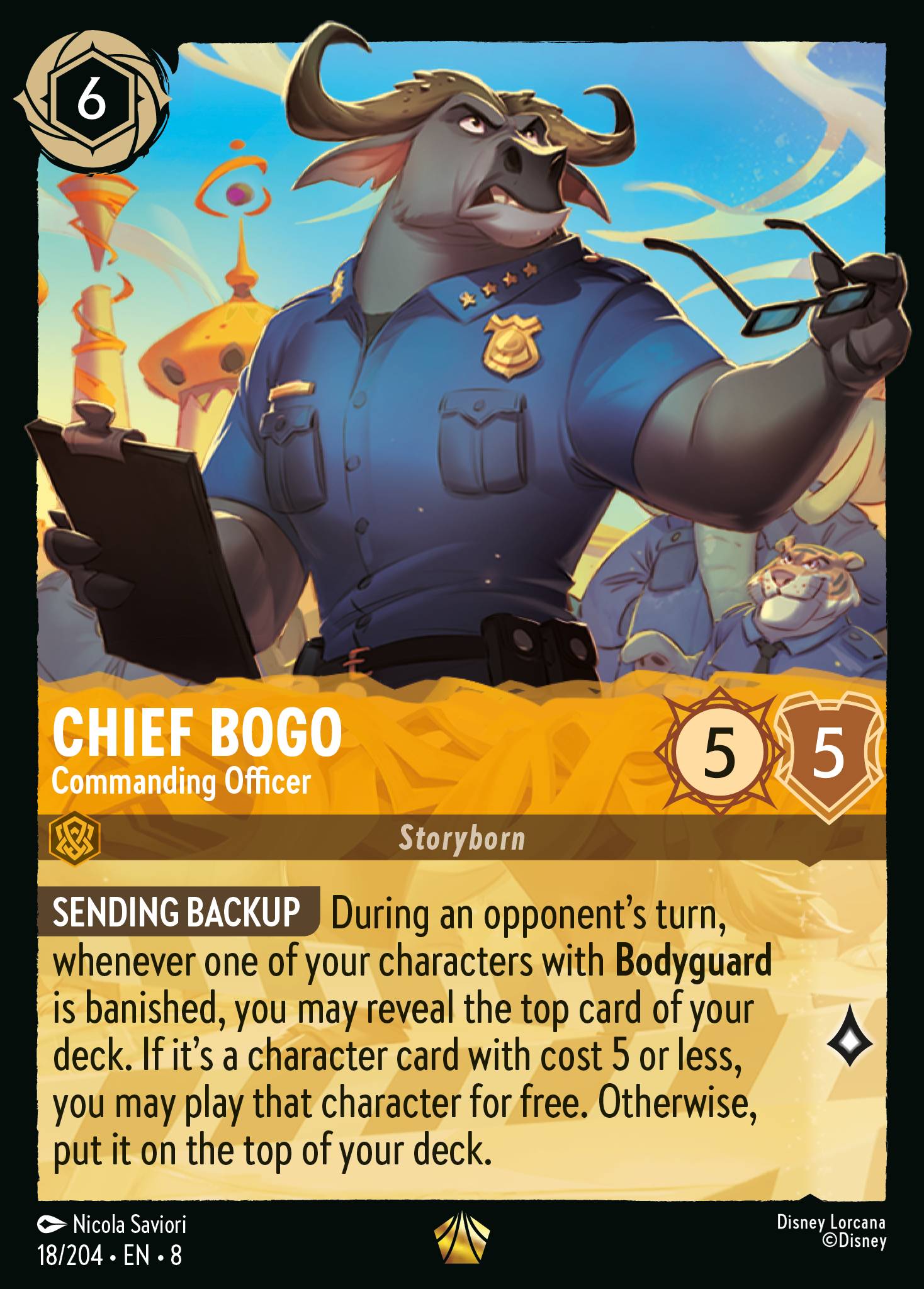 Chief Bogo — Commanding Officer Disney Lorcana card