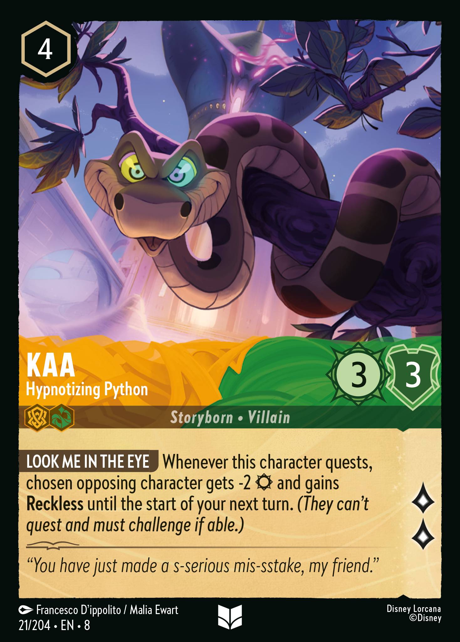 Kaa — Hypnotizing Python Disney Lorcana card