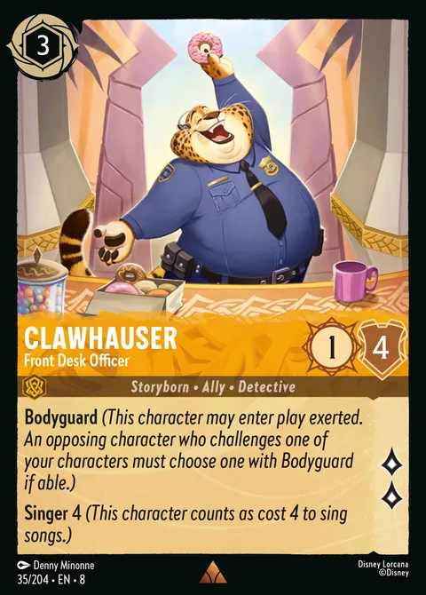 Clawhauser — Front Desk Officer Disney Lorcana card