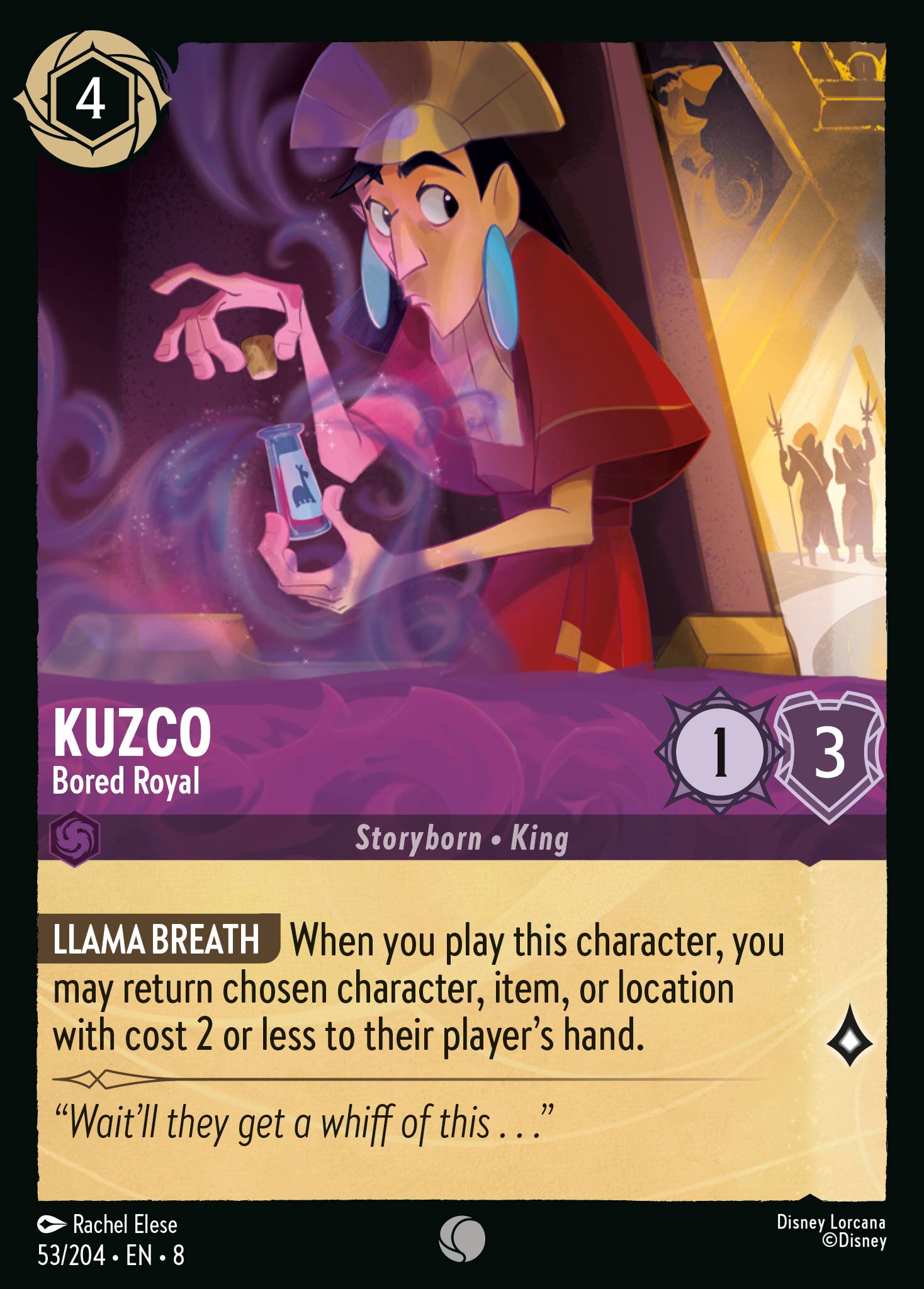 Kuzco — Bored Royal Disney Lorcana card