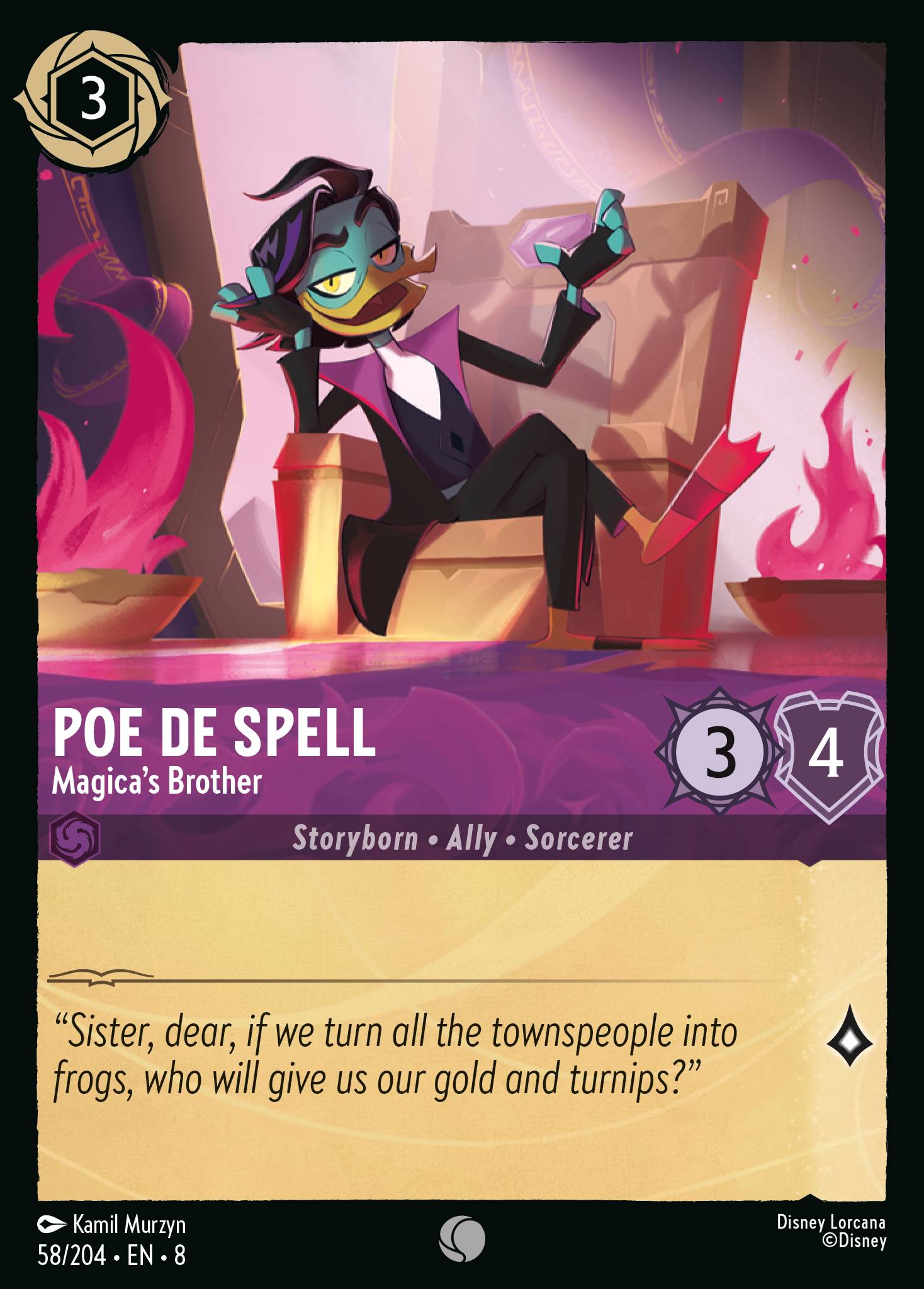 Poe De Spell — Magica's Brother Disney Lorcana card