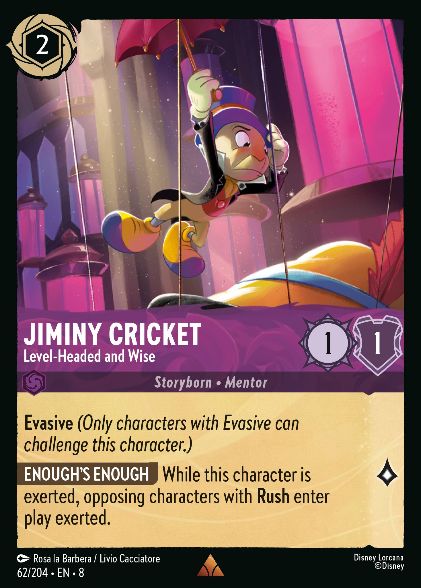 Jiminy Cricket — Level-Headed and Wise Disney Lorcana card