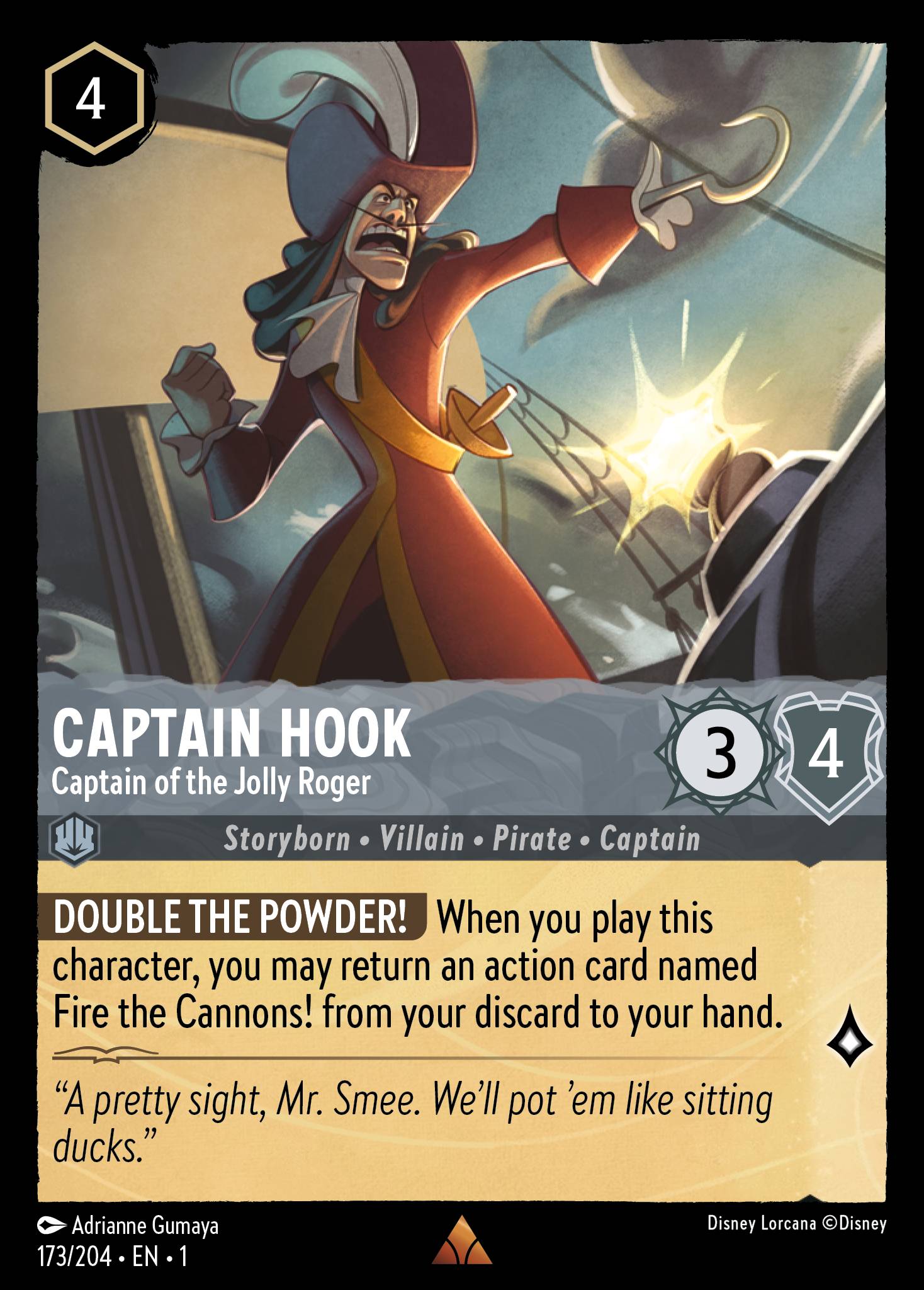 Captain Hook — Captain of the Jolly Roger Disney Lorcana card