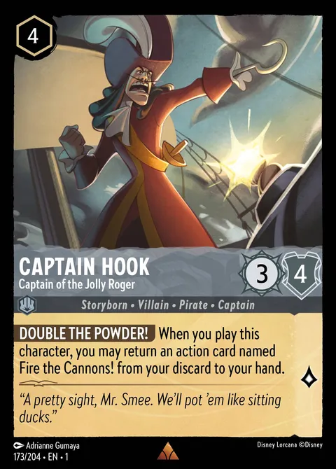 Captain Hook — Captain of the Jolly Roger Disney Lorcana card