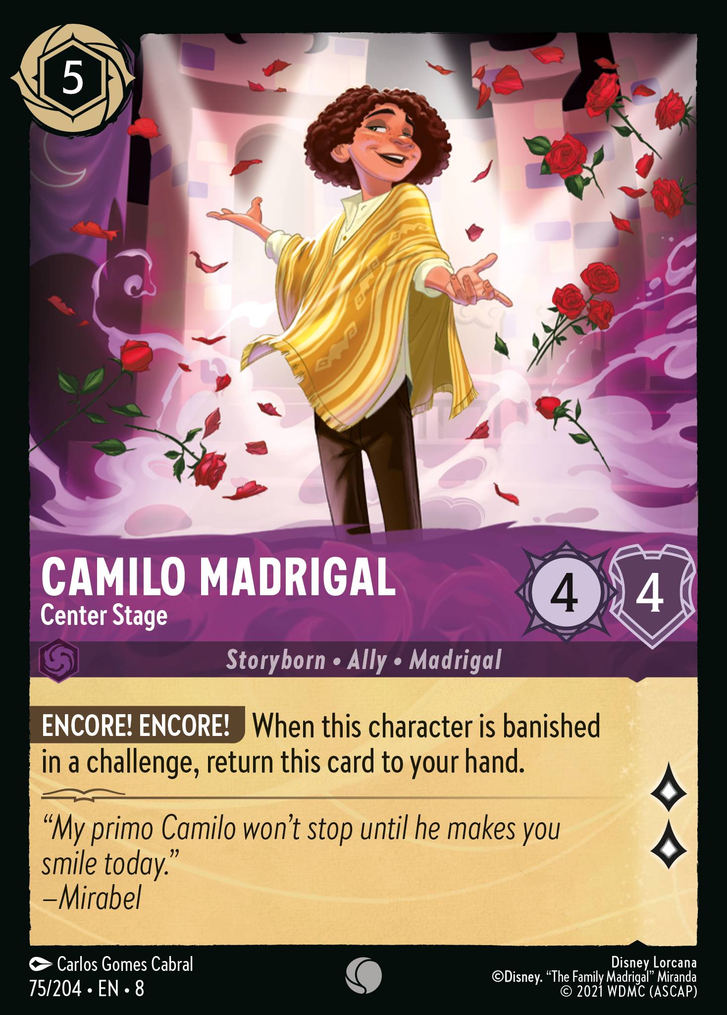 Camilo Madrigal — Center Stage Disney Lorcana card