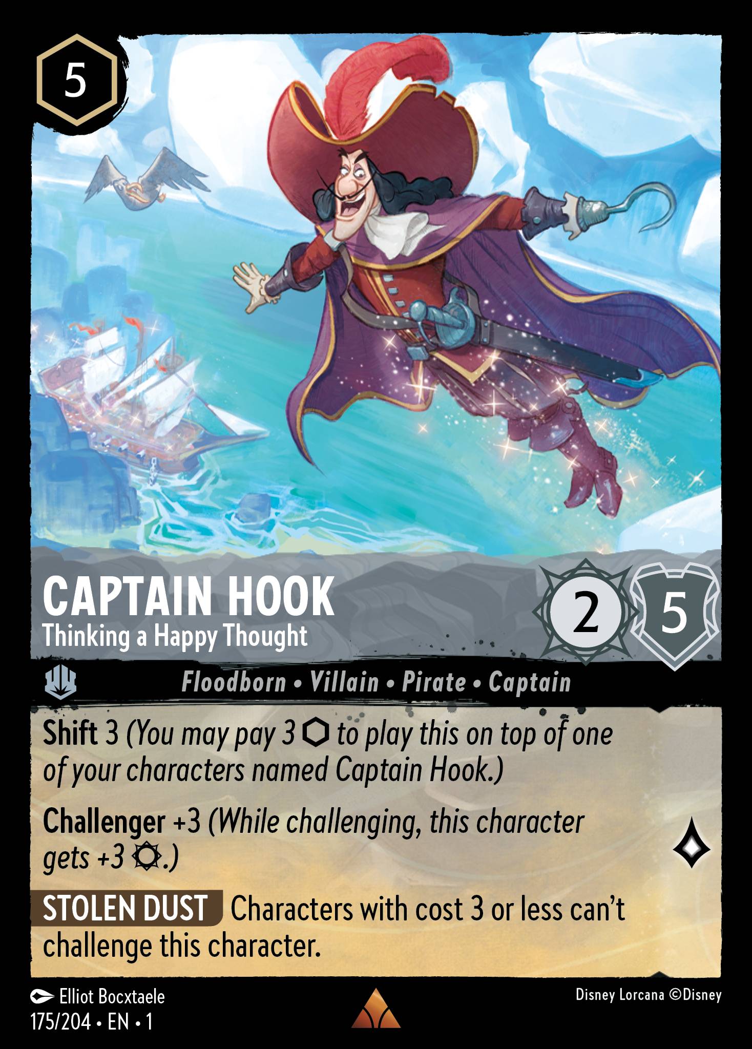 Captain Hook — Thinking a Happy Thought Disney Lorcana card