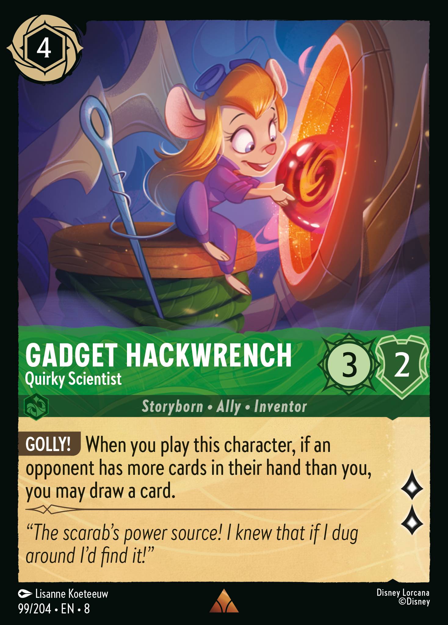 Gadget Hackwrench — Quirky Scientist Disney Lorcana card