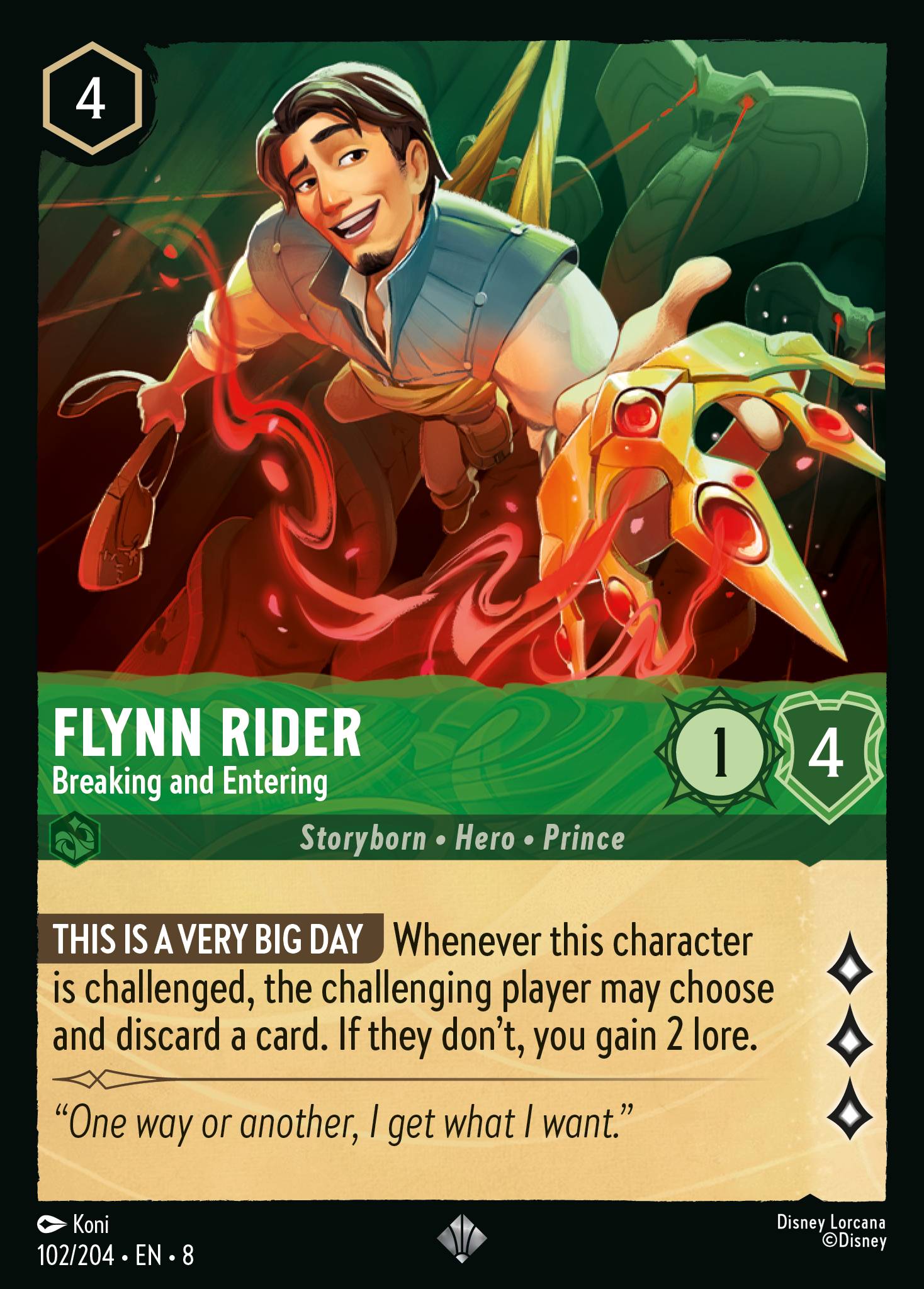 Flynn Rider — Breaking and Entering Disney Lorcana card