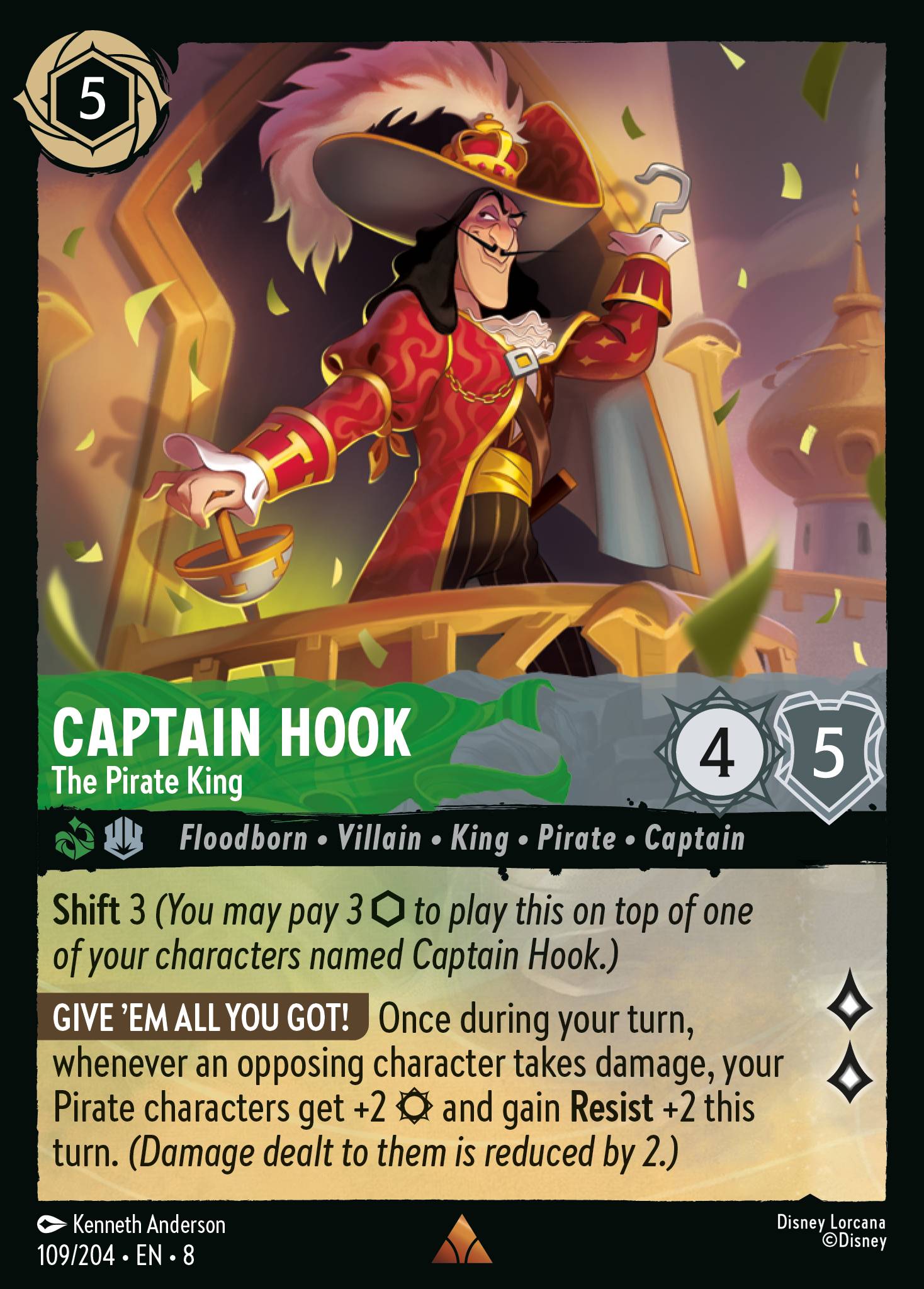Captain Hook — The Pirate King Disney Lorcana card