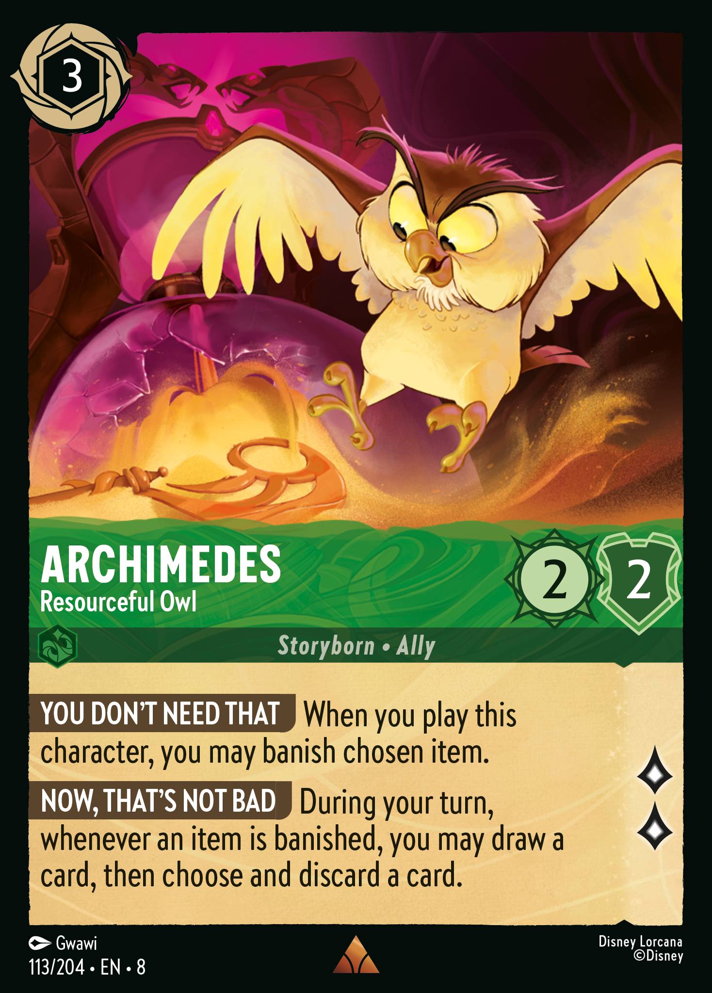 Archimedes — Resourceful Owl Disney Lorcana card