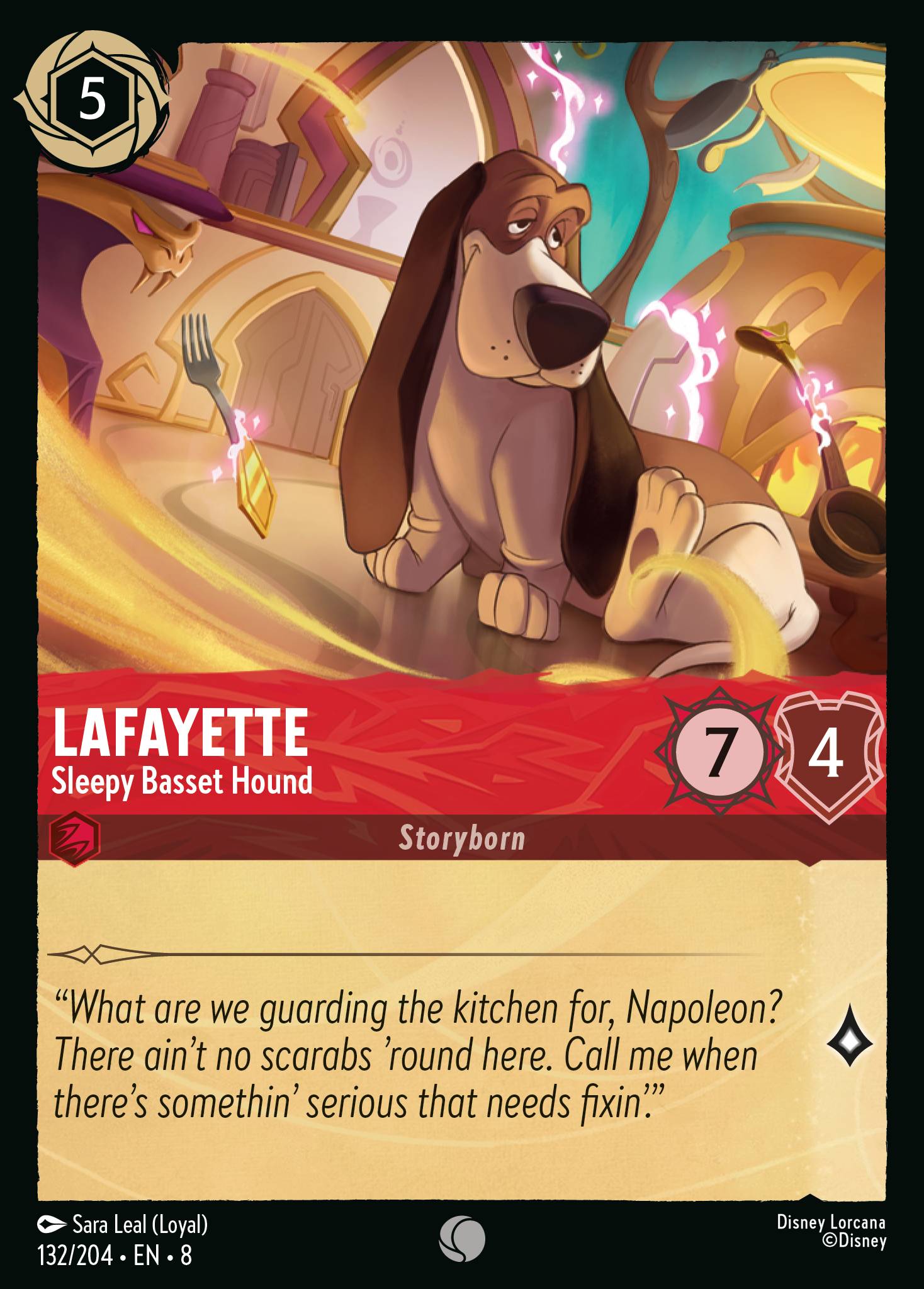 Lafayette — Sleepy Basset Hound Disney Lorcana card