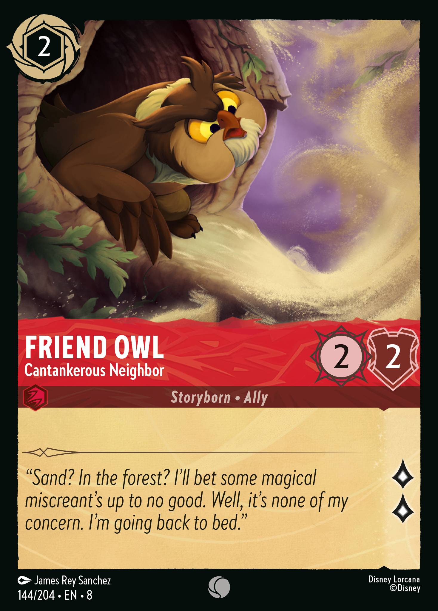 Friend Owl — Cantankerous Neighbor Disney Lorcana card