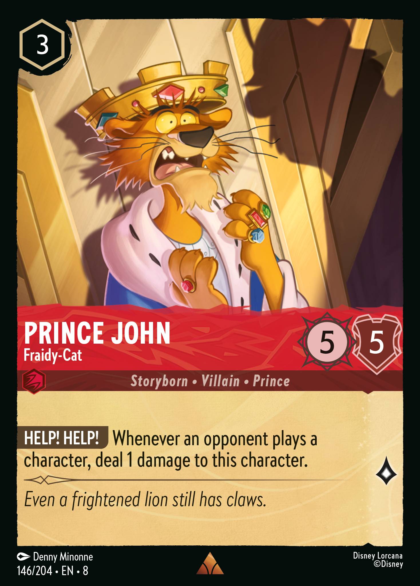 Prince John — Fraidy-Cat Disney Lorcana card