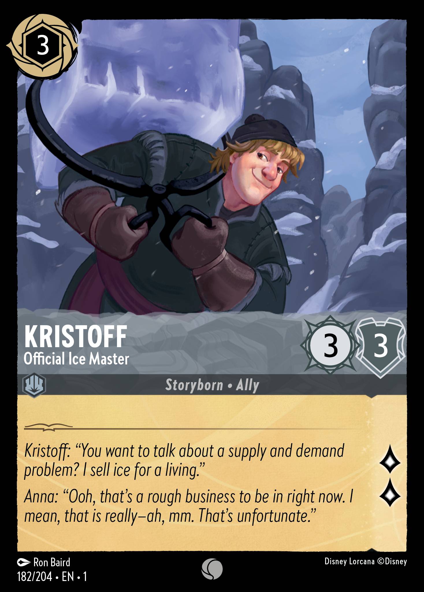 Kristoff — Official Ice Master Disney Lorcana card