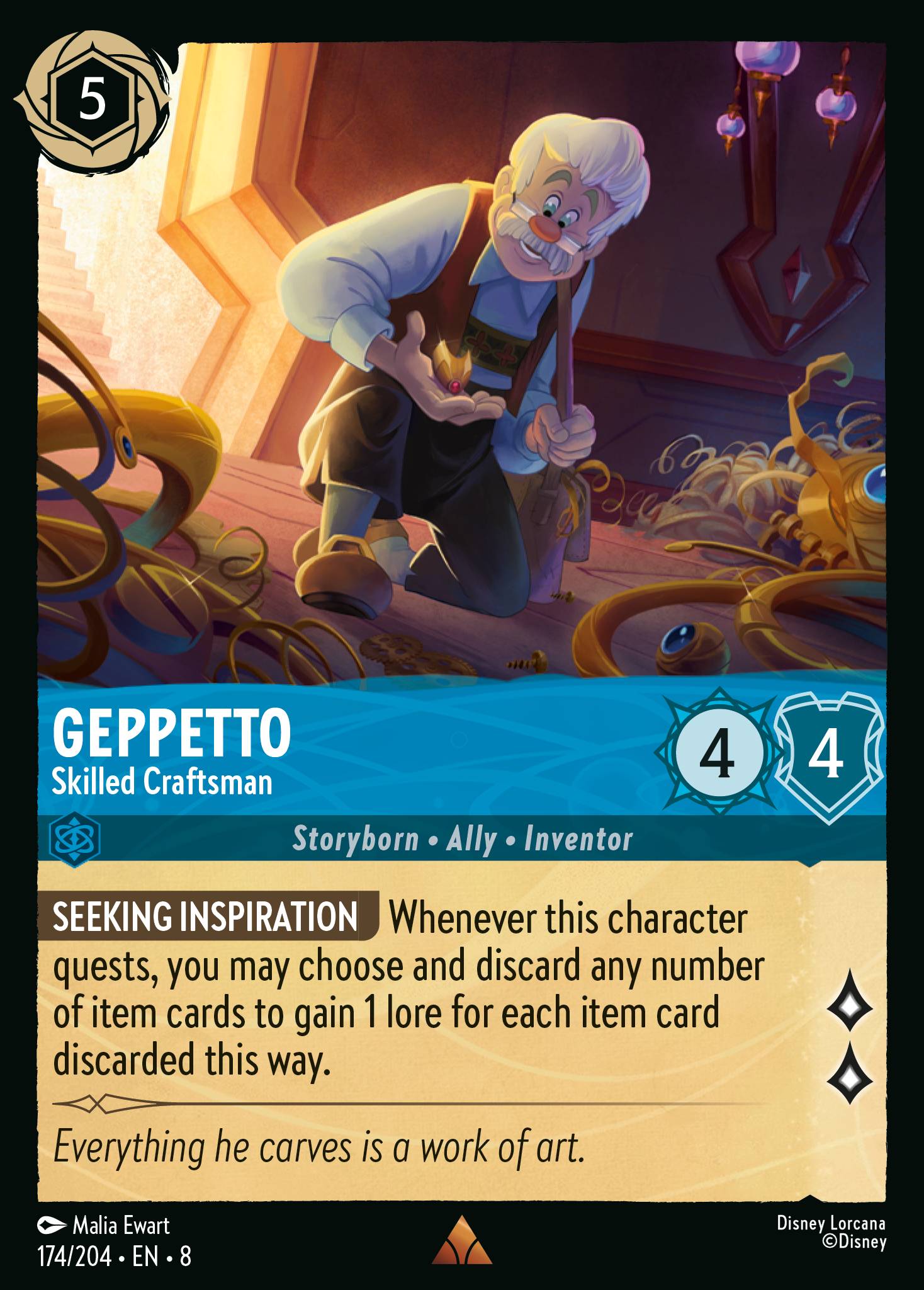 Geppetto — Skilled Craftsman Disney Lorcana card