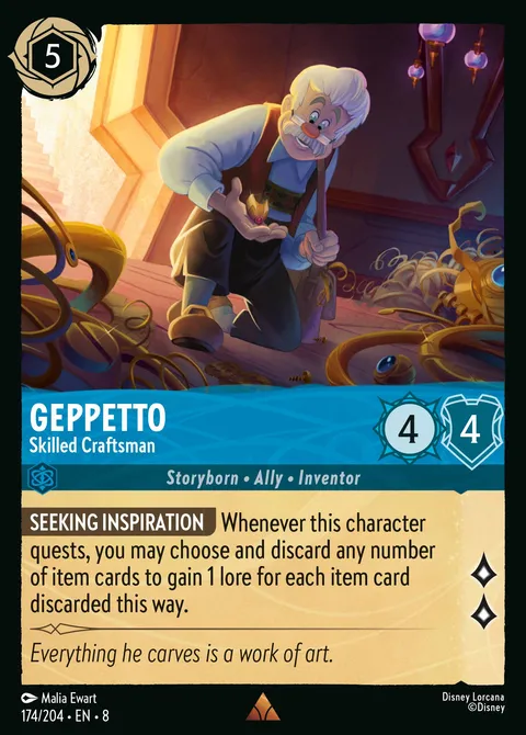 Geppetto — Skilled Craftsman Disney Lorcana card