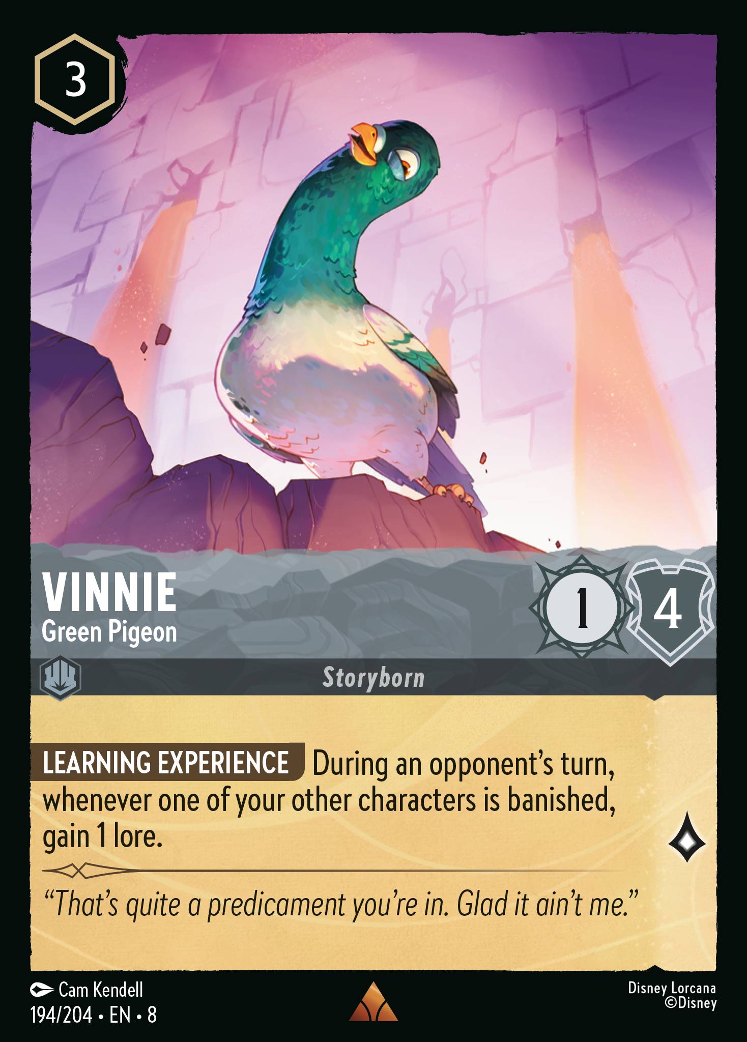 Vinnie — Green Pigeon Disney Lorcana card