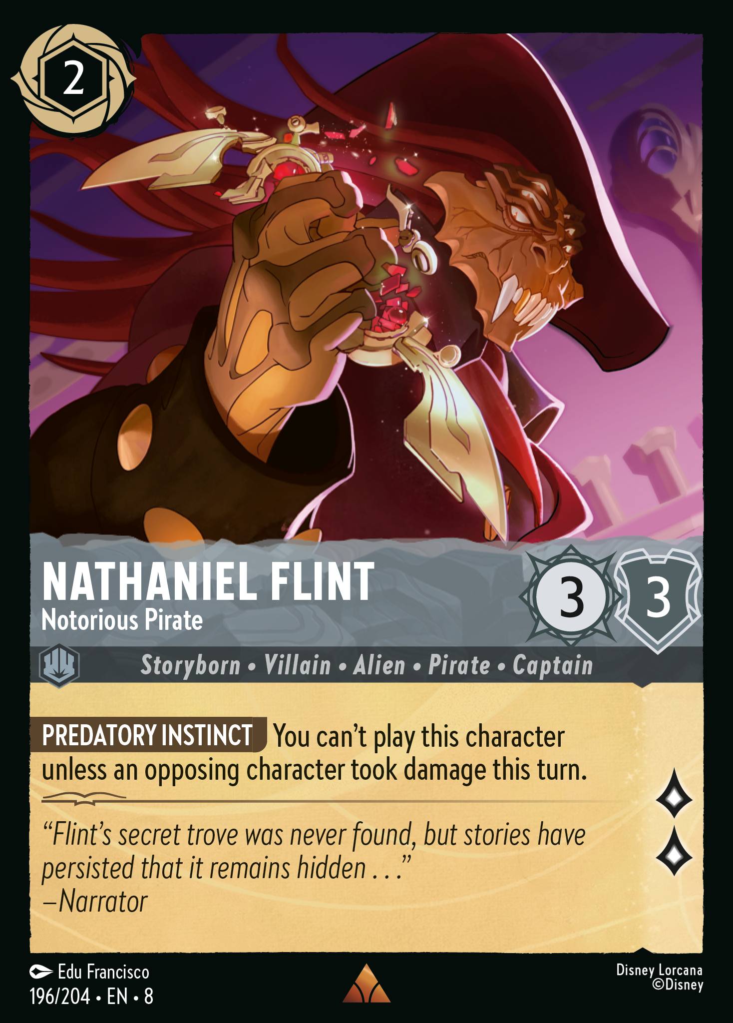 Nathaniel Flint — Notorious Pirate Disney Lorcana card
