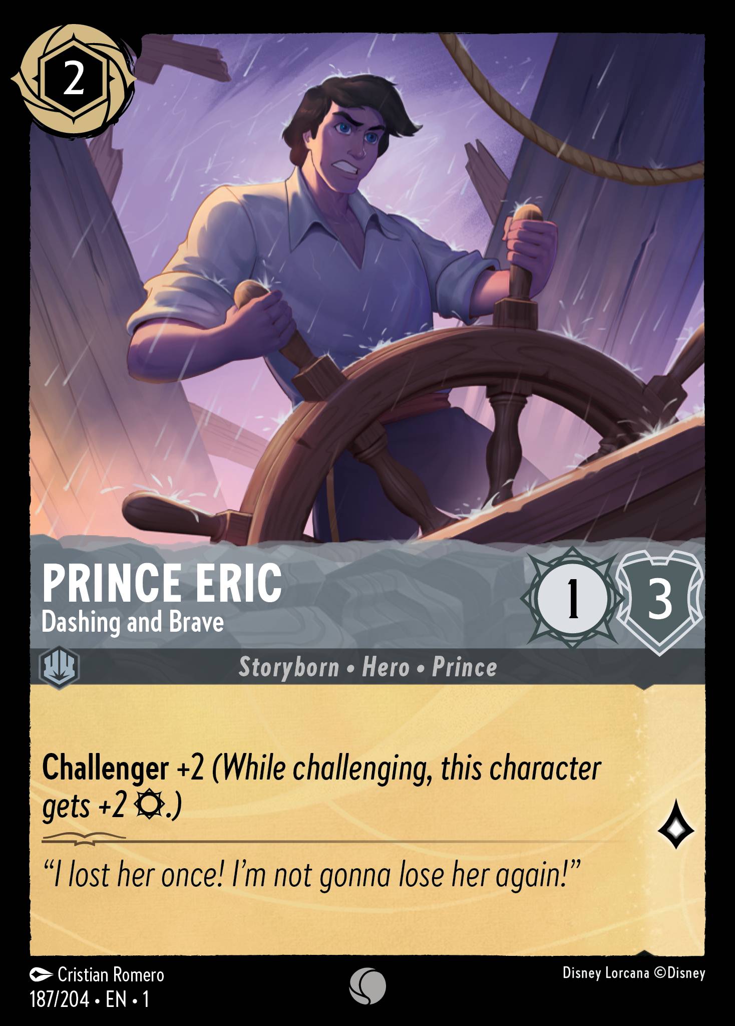 Prince Eric — Dashing and Brave Disney Lorcana card