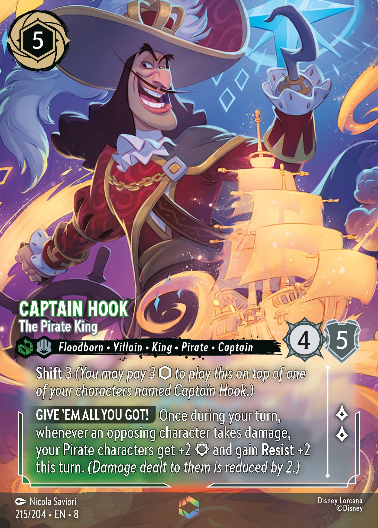 Captain Hook — The Pirate King Disney Lorcana card