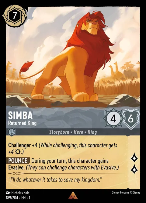 Simba — Returned King Disney Lorcana card