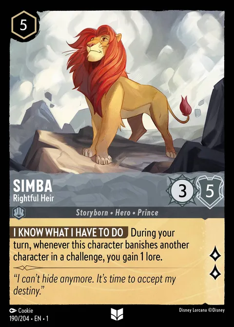 Simba — Rightful Heir Disney Lorcana card