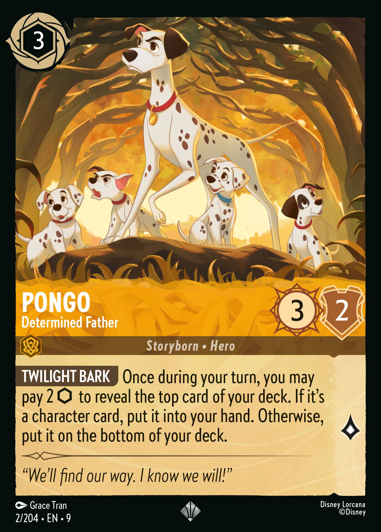 Pongo — Determined Father Disney Lorcana card