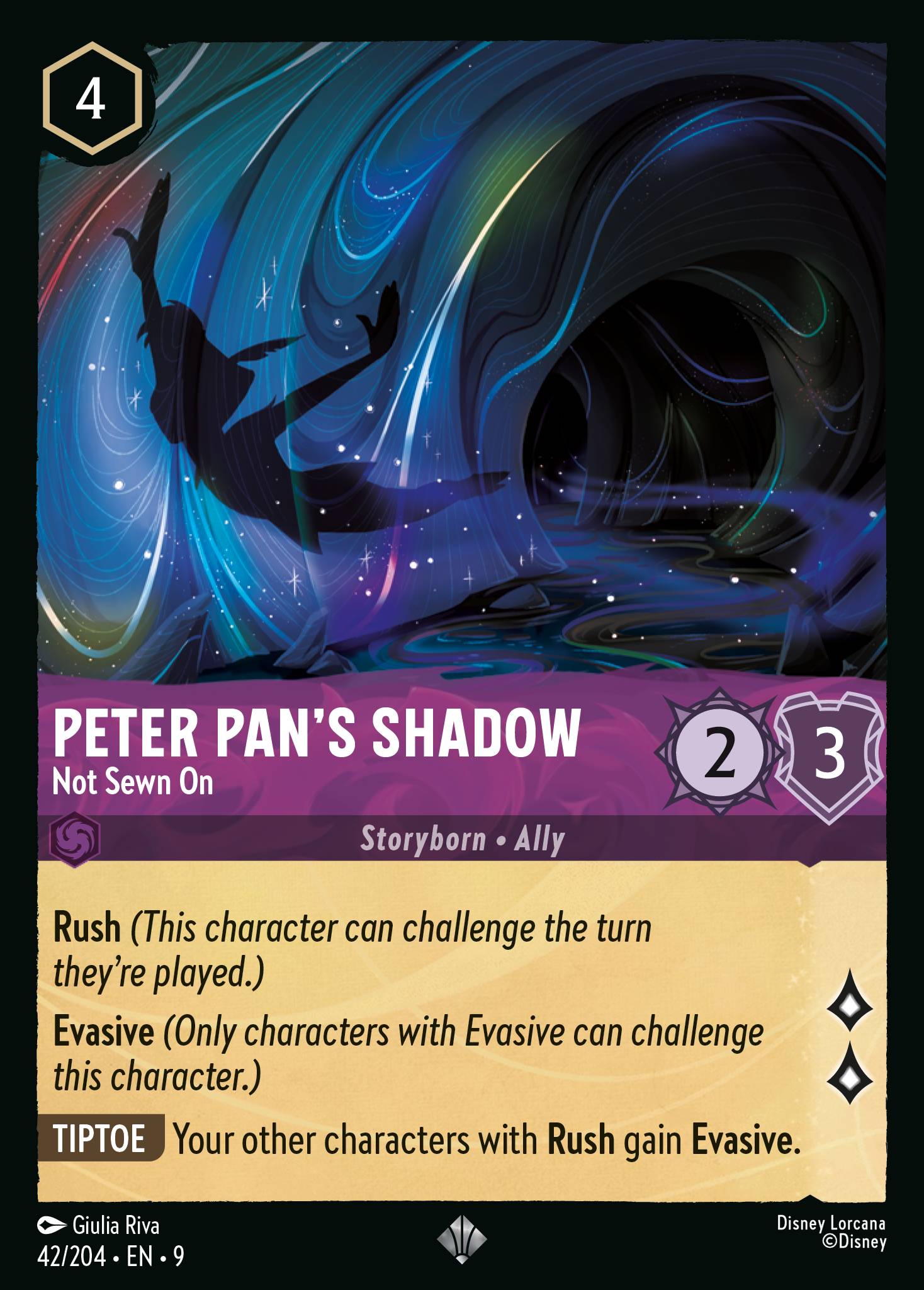 Peter Pan's Shadow — Not Sewn On Disney Lorcana card