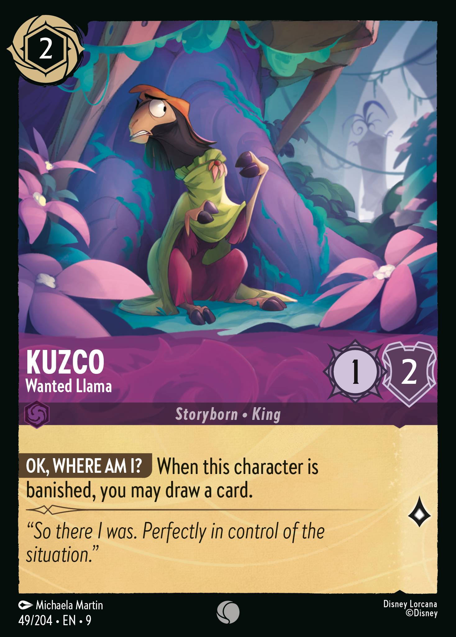 Kuzco — Wanted Llama Disney Lorcana card