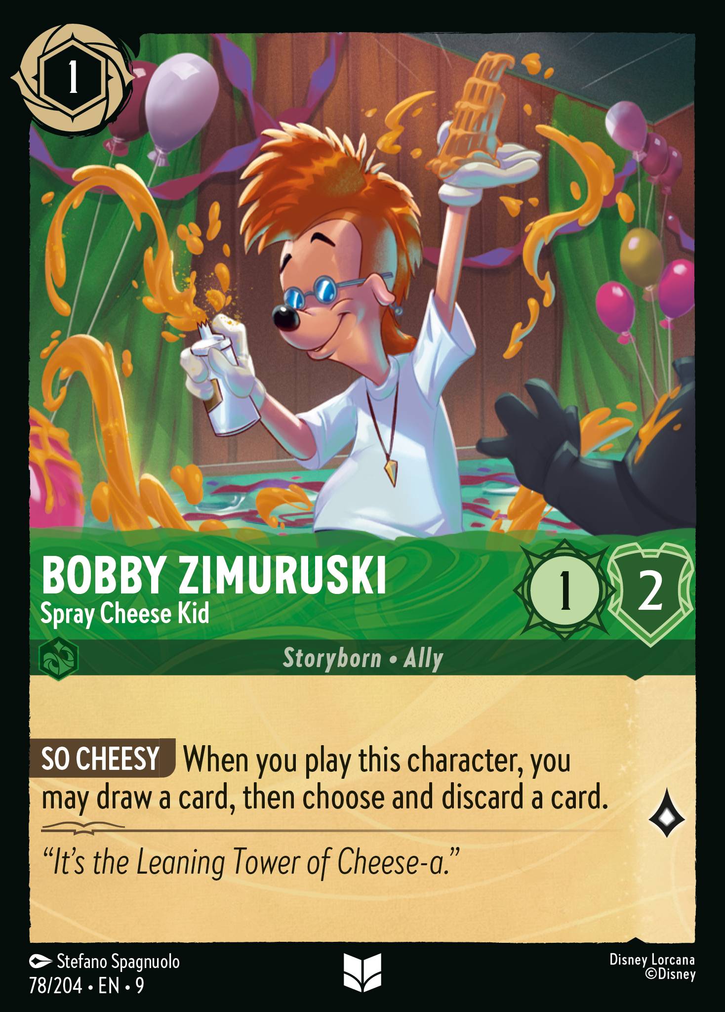 Bobby Zimuruski — Spray Cheese Kid Disney Lorcana card