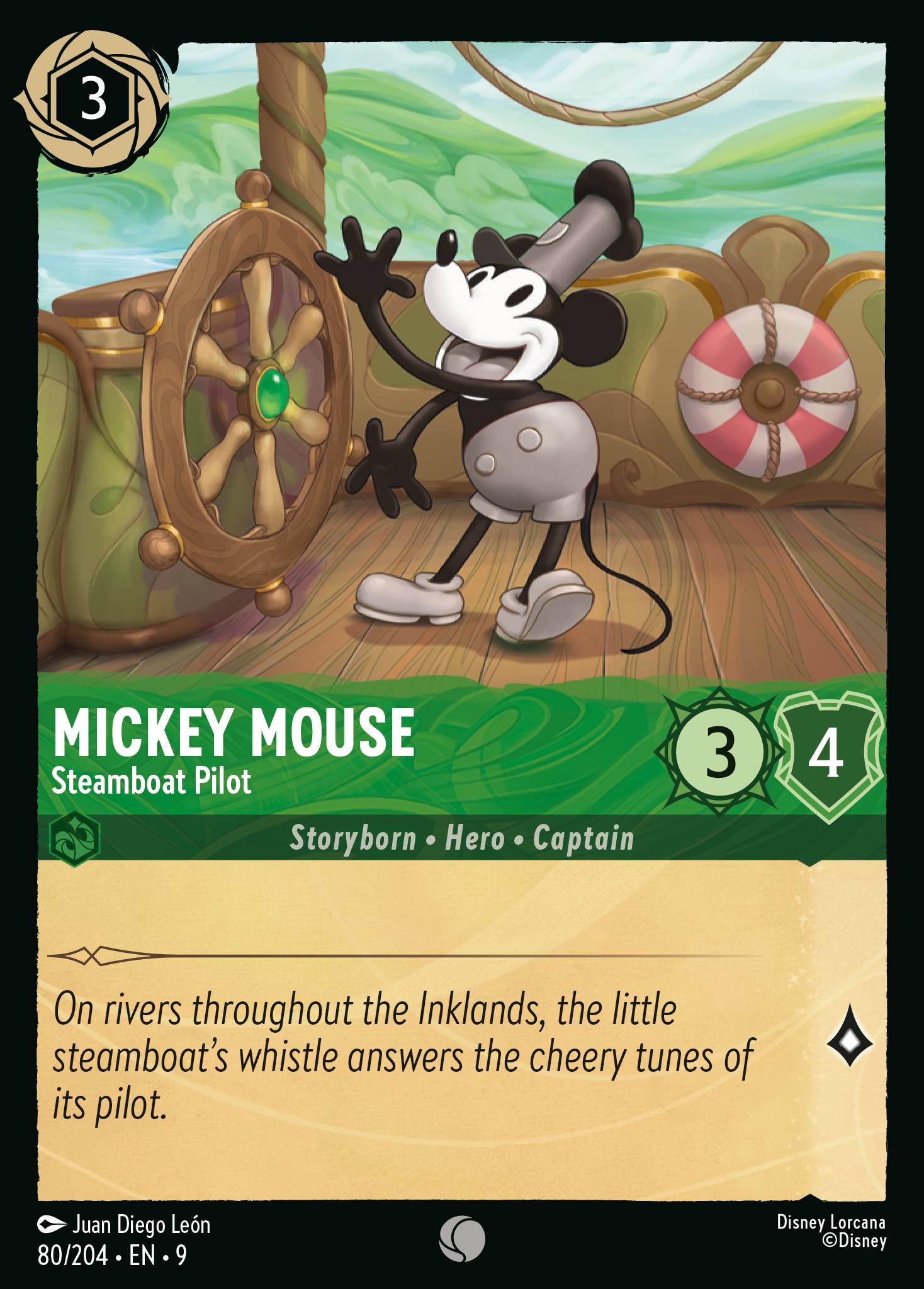 Mickey Mouse — Steamboat Pilot Disney Lorcana card