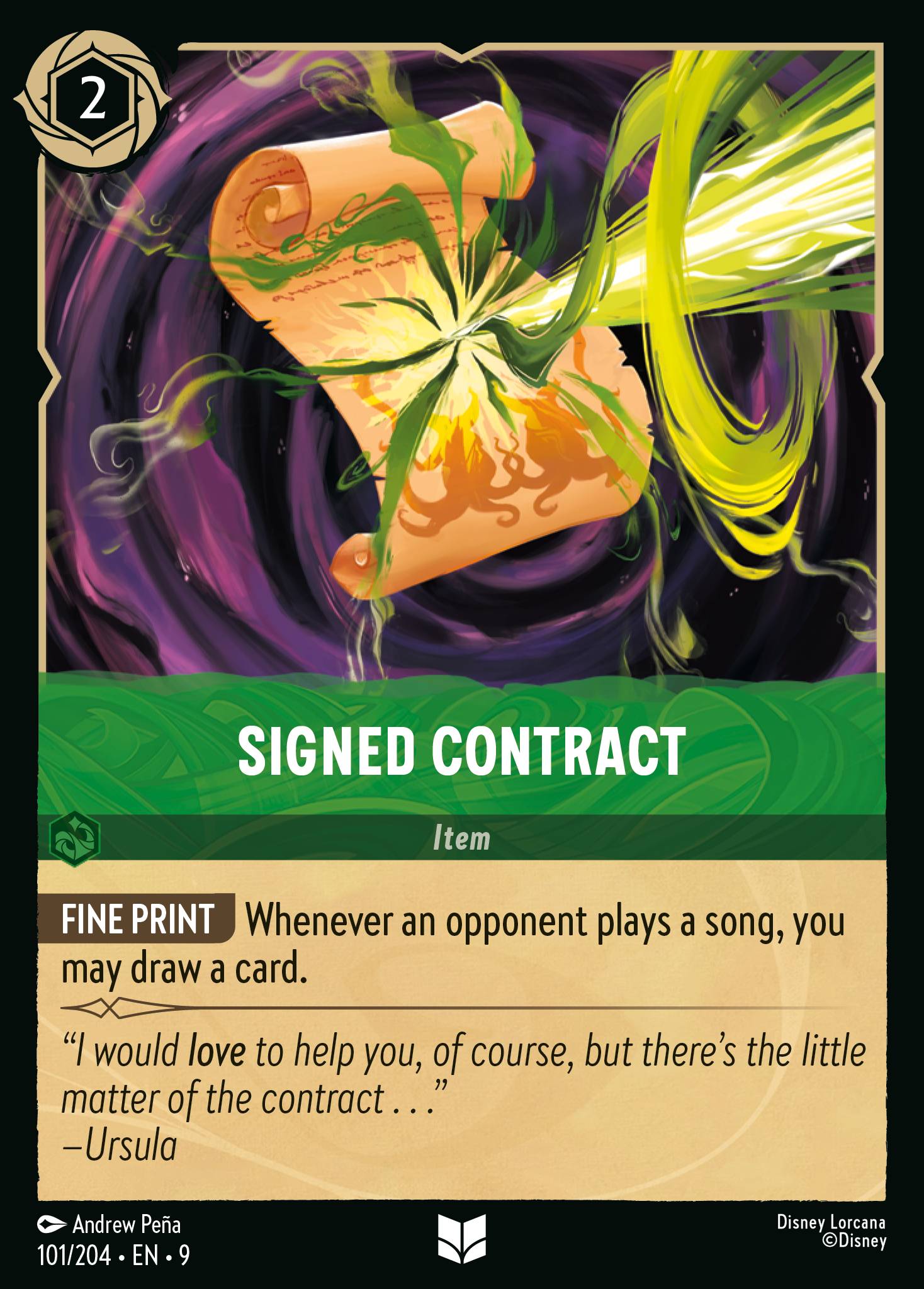 Signed Contract Disney Lorcana card