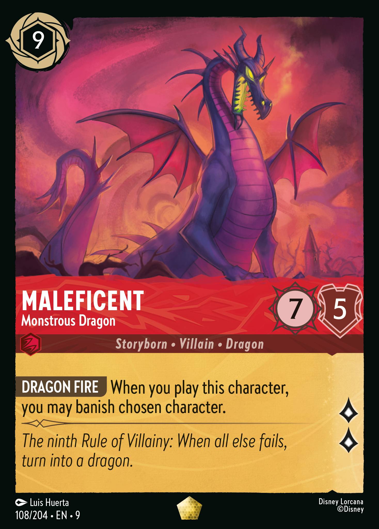 Maleficent — Monstrous Dragon Disney Lorcana card