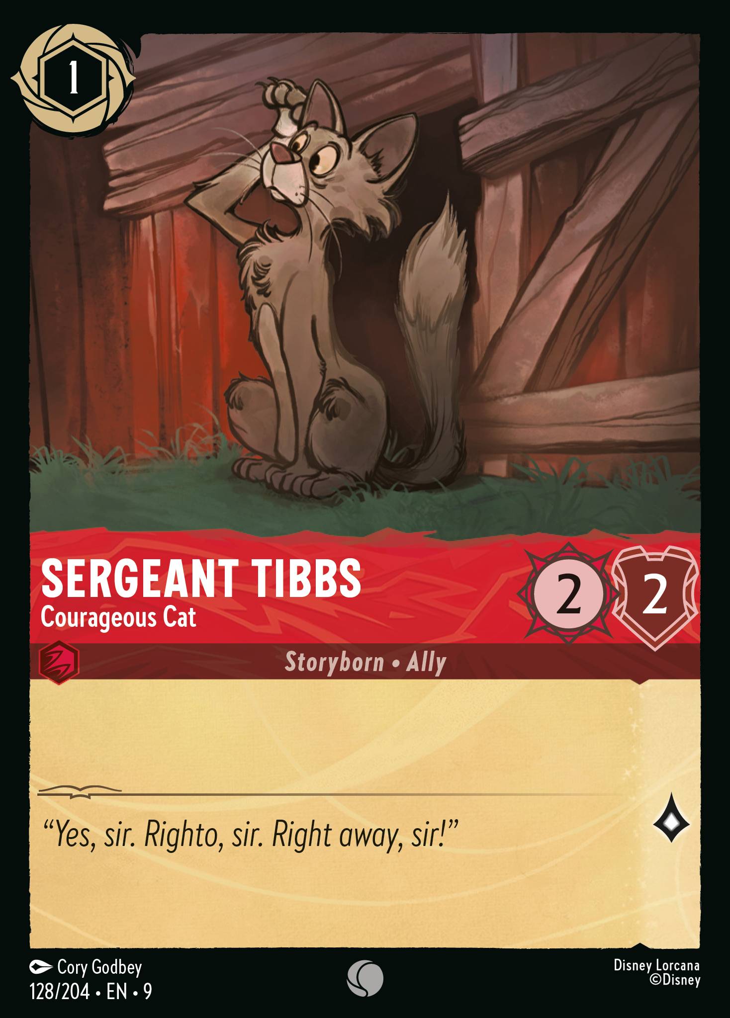 Sergeant Tibbs — Courageous Cat Disney Lorcana card