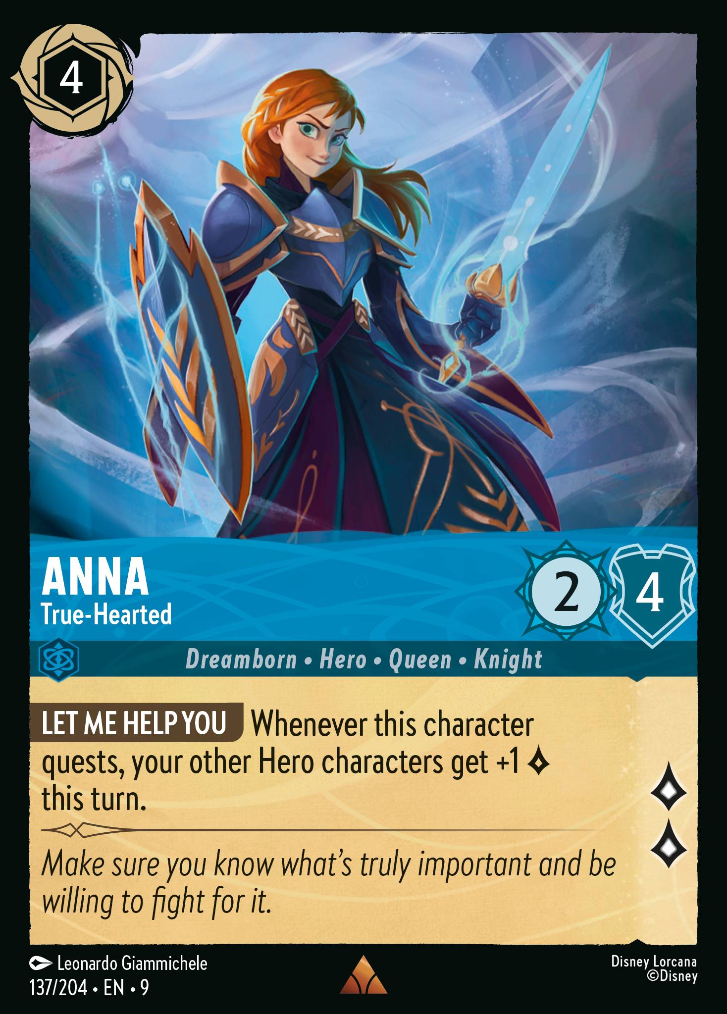 Anna — True-Hearted Disney Lorcana card
