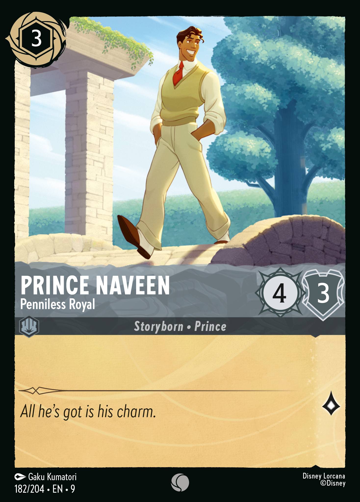 Prince Naveen — Penniless Royal Disney Lorcana card