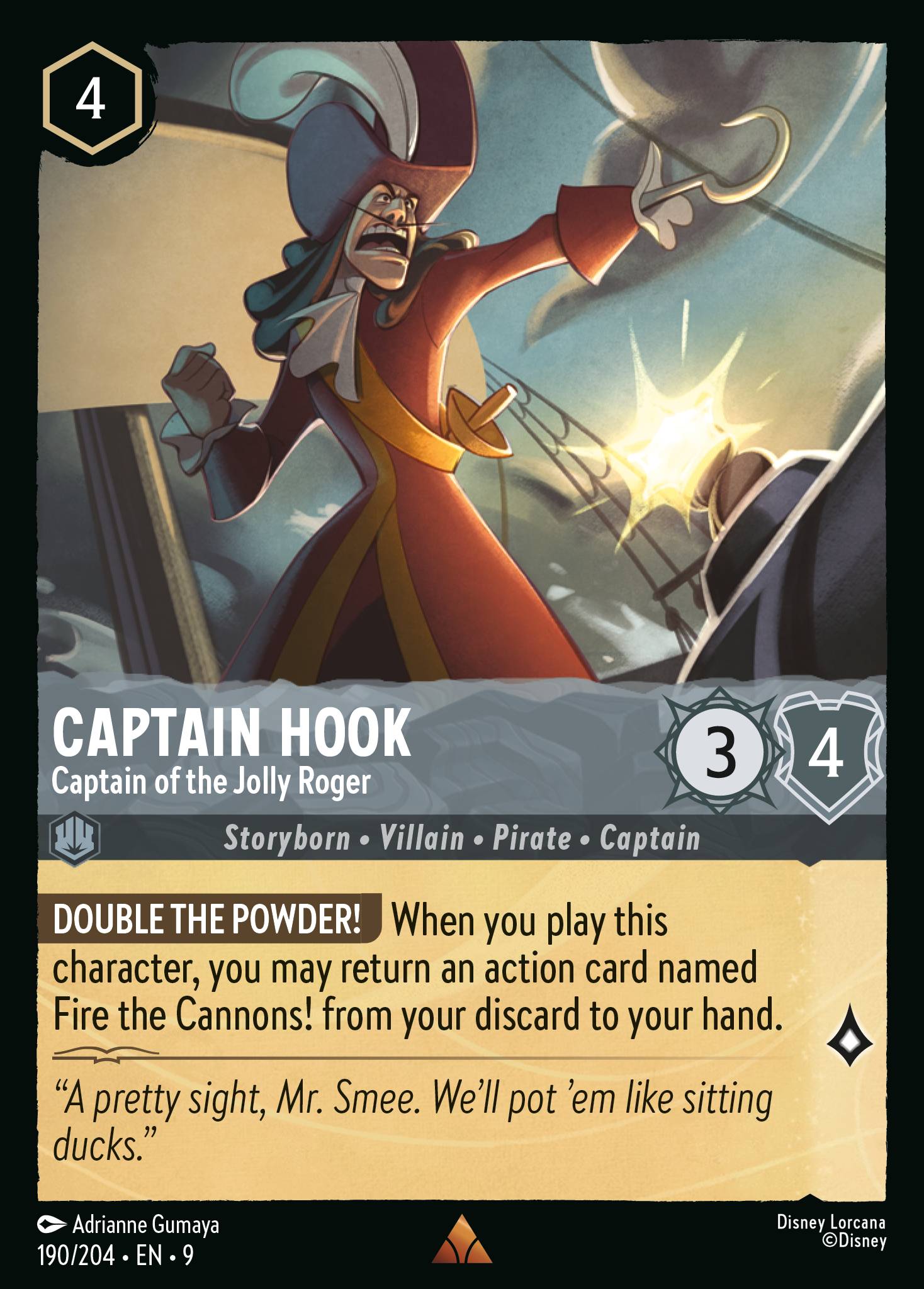 Captain Hook — Captain of the Jolly Roger Disney Lorcana card