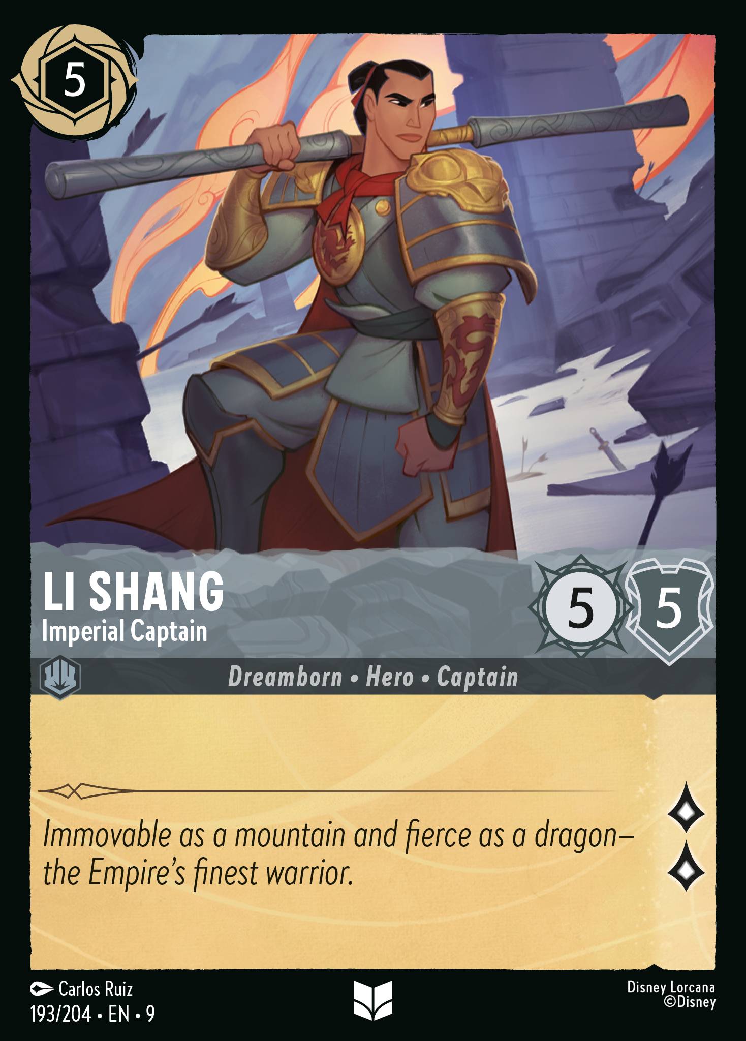 Li Shang — Imperial Captain Disney Lorcana card