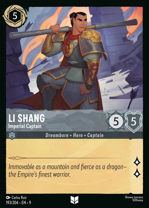 Li Shang — Imperial Captain Disney Lorcana card