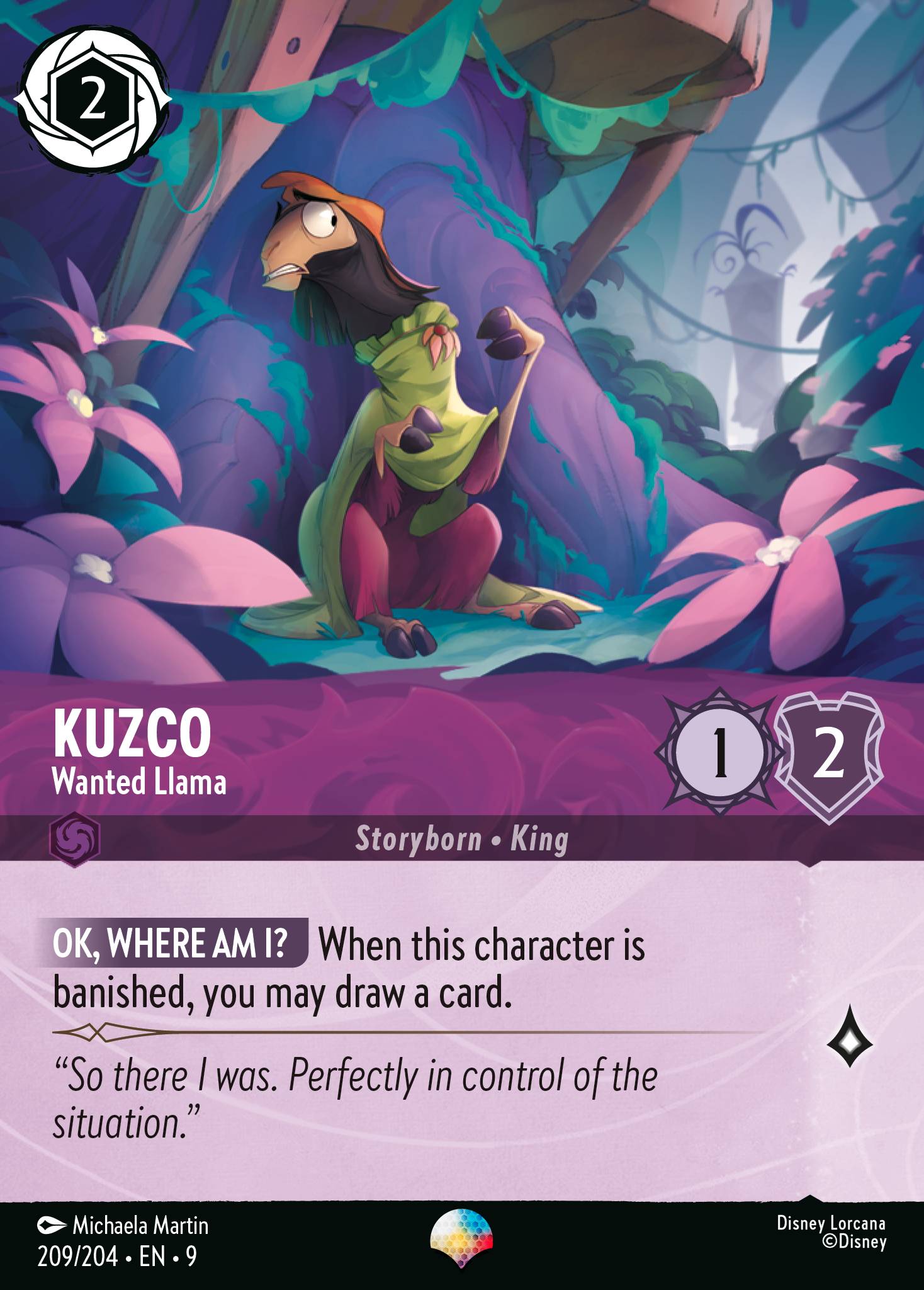 Kuzco — Wanted Llama Disney Lorcana card