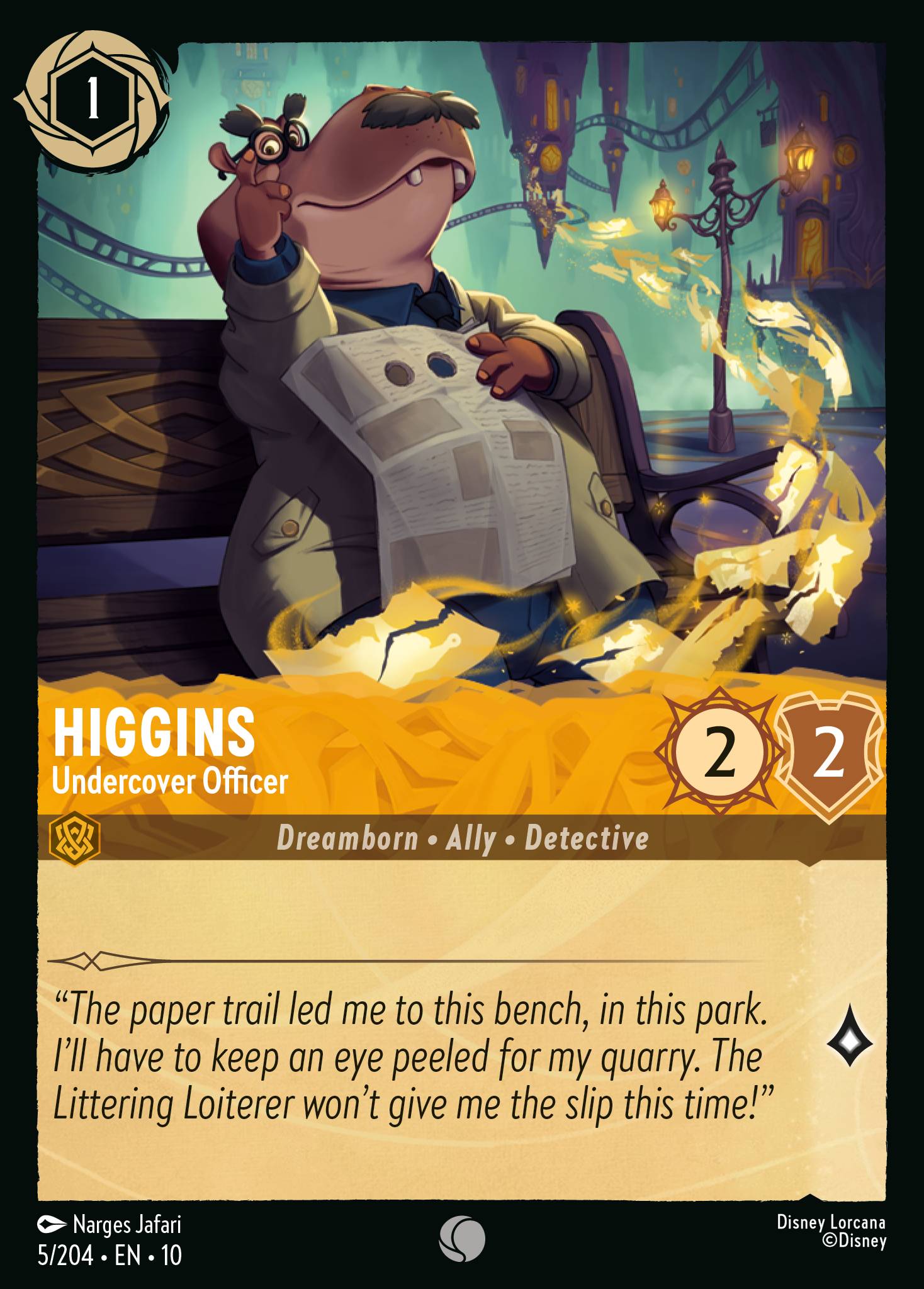 Higgins — Undercover Officer Disney Lorcana card