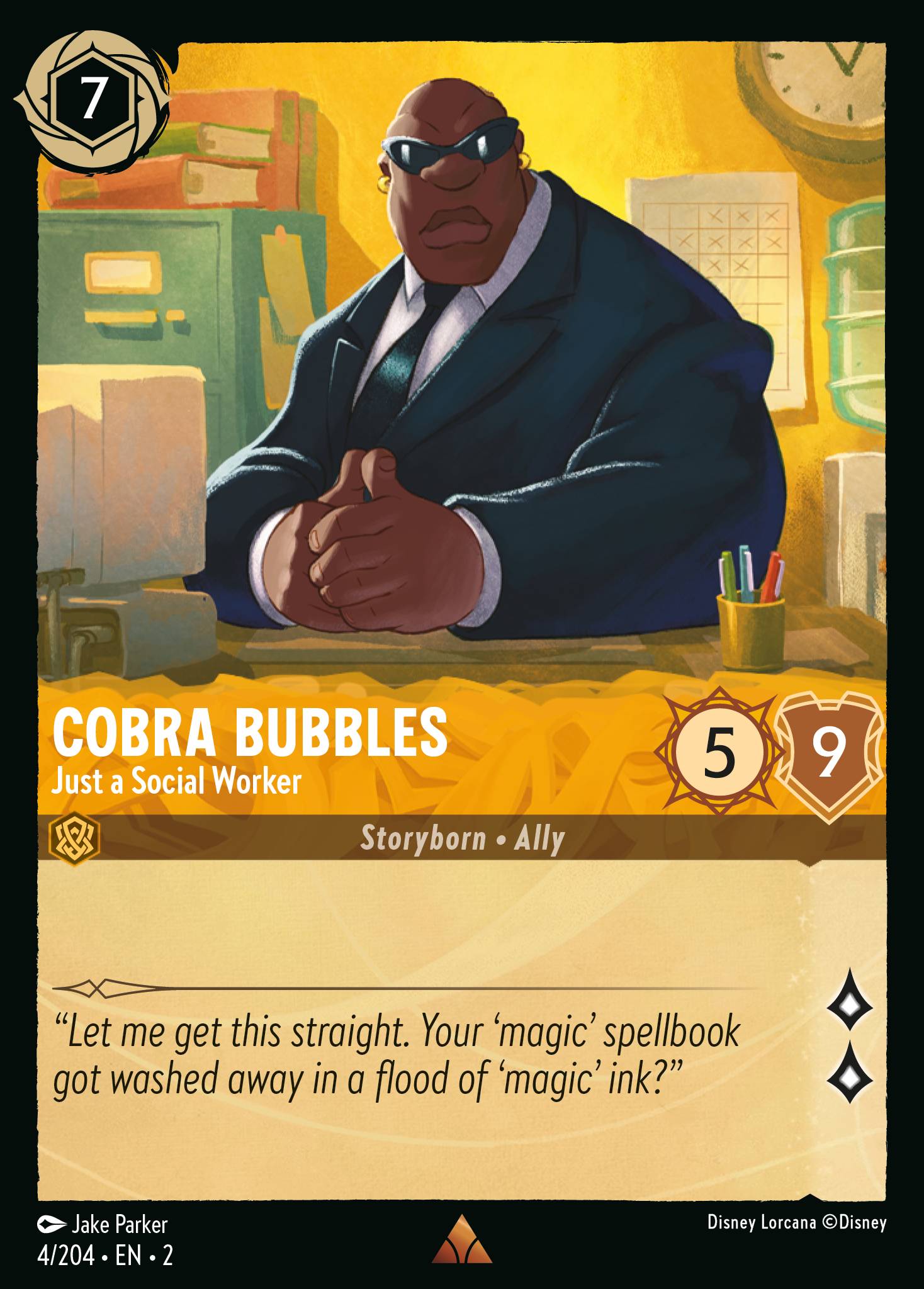 Cobra Bubbles — Just a Social Worker Disney Lorcana card