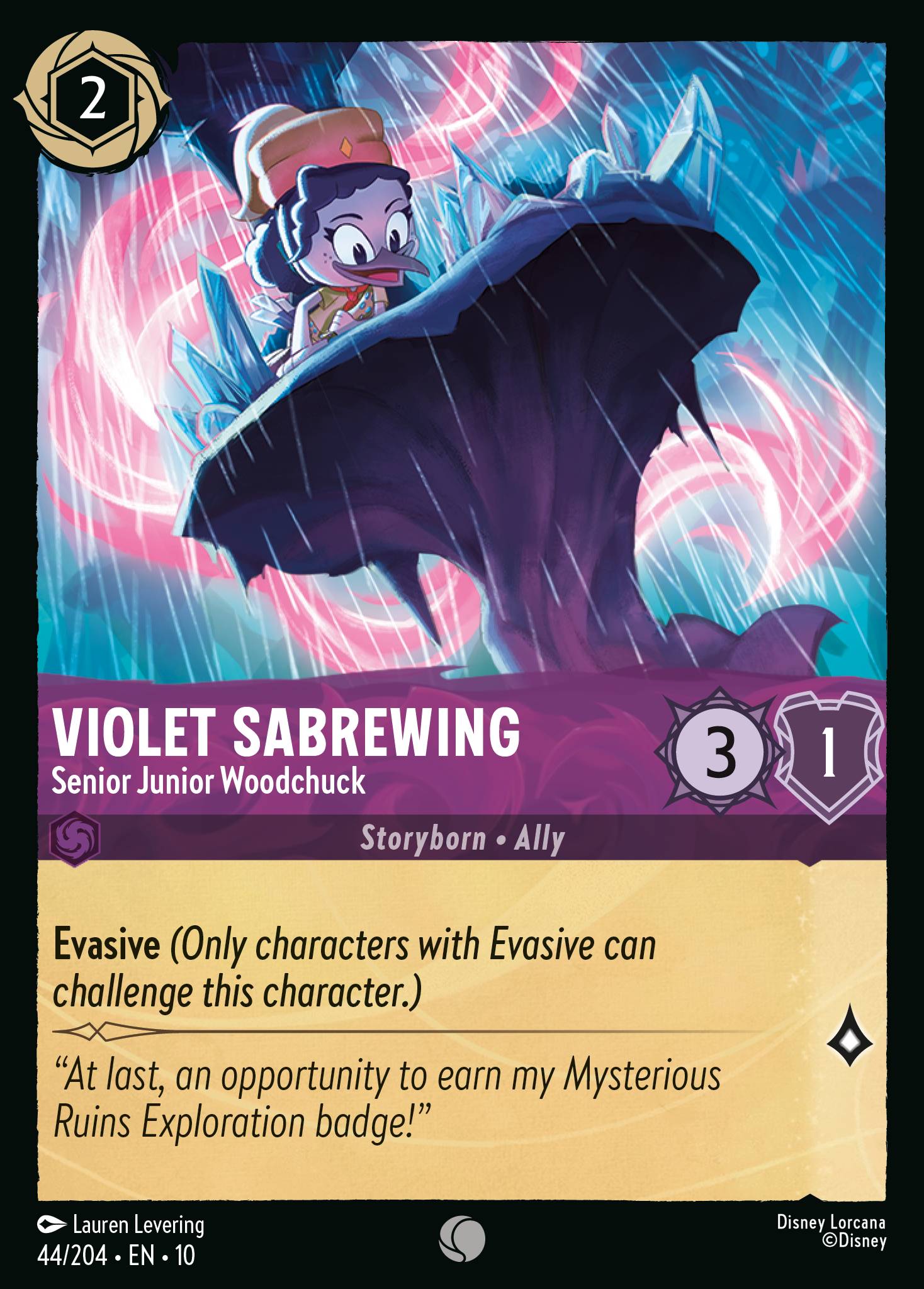 Violet Sabrewing — Senior Junior Woodchuck Disney Lorcana card