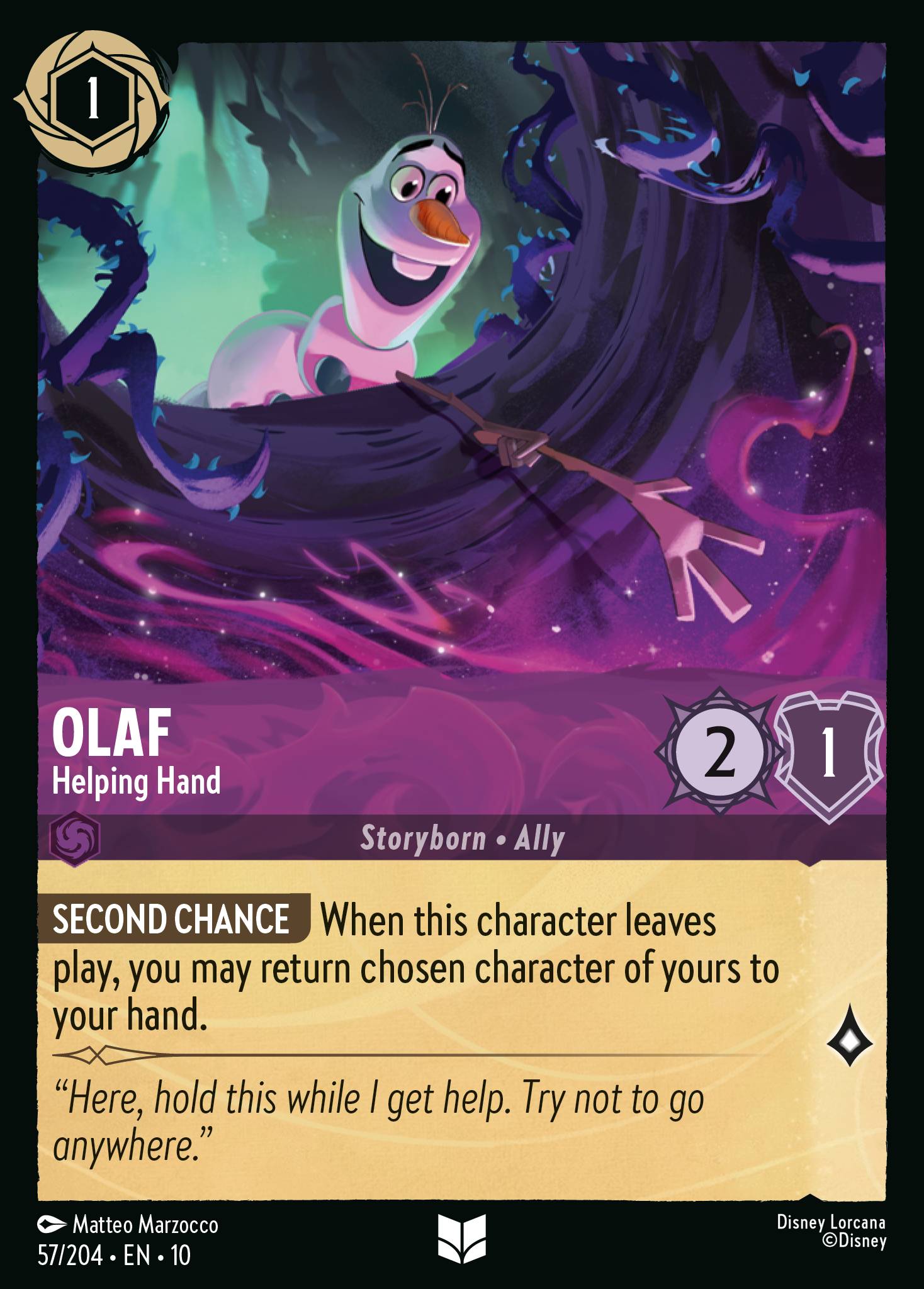 Olaf — Helping Hand Disney Lorcana card