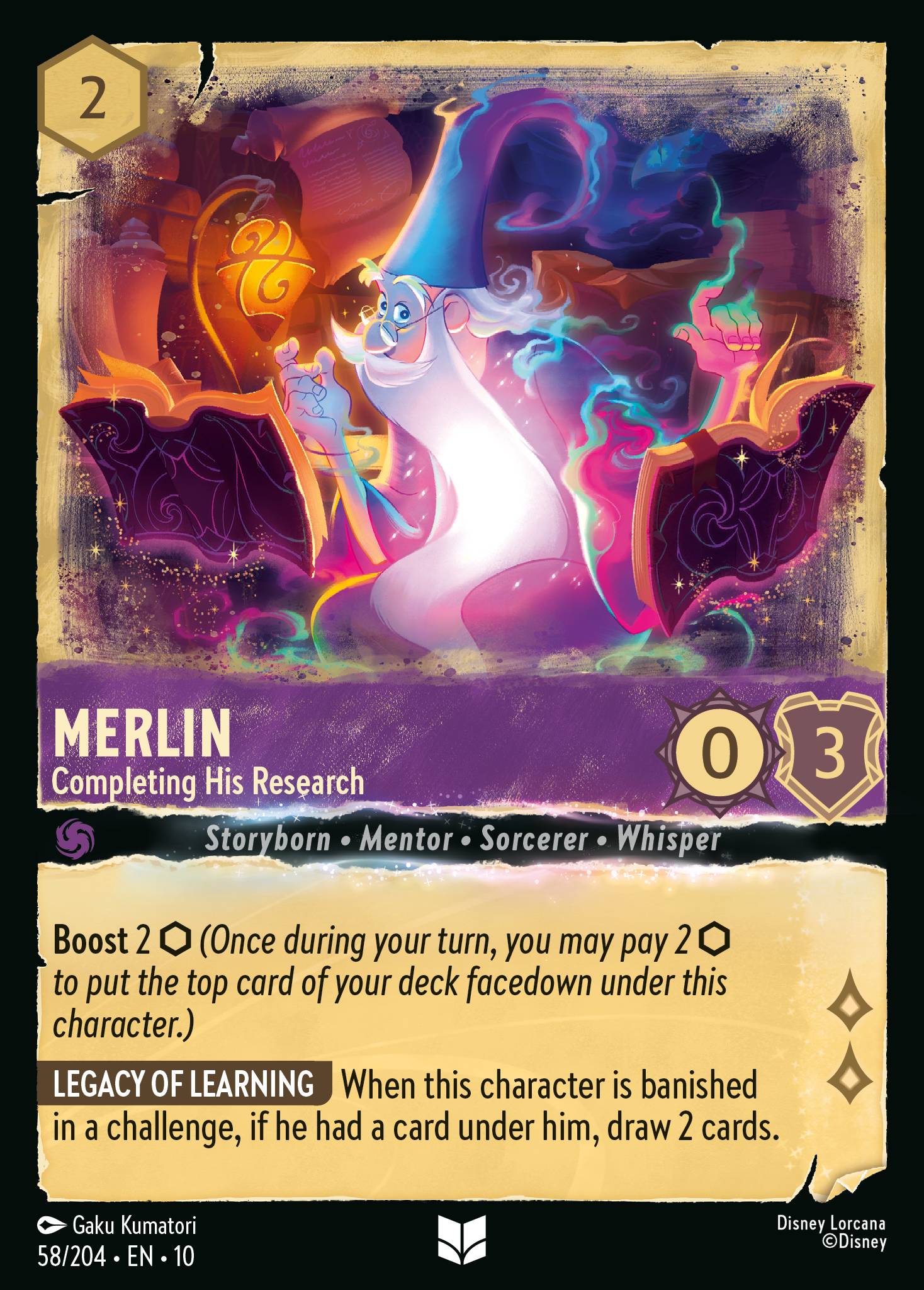 Merlin — Completing His Research Disney Lorcana card