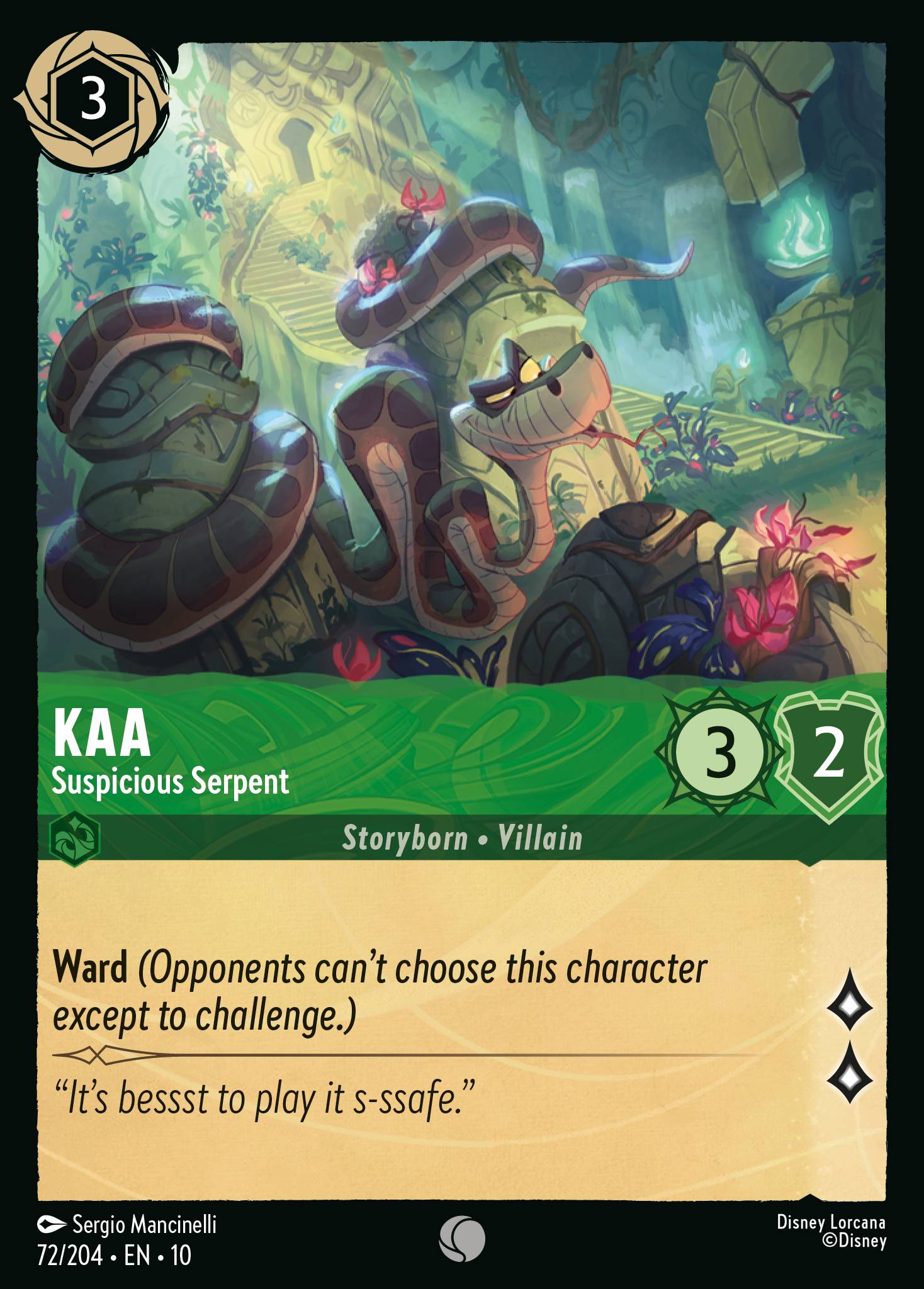 Kaa — Suspicious Serpent Disney Lorcana card